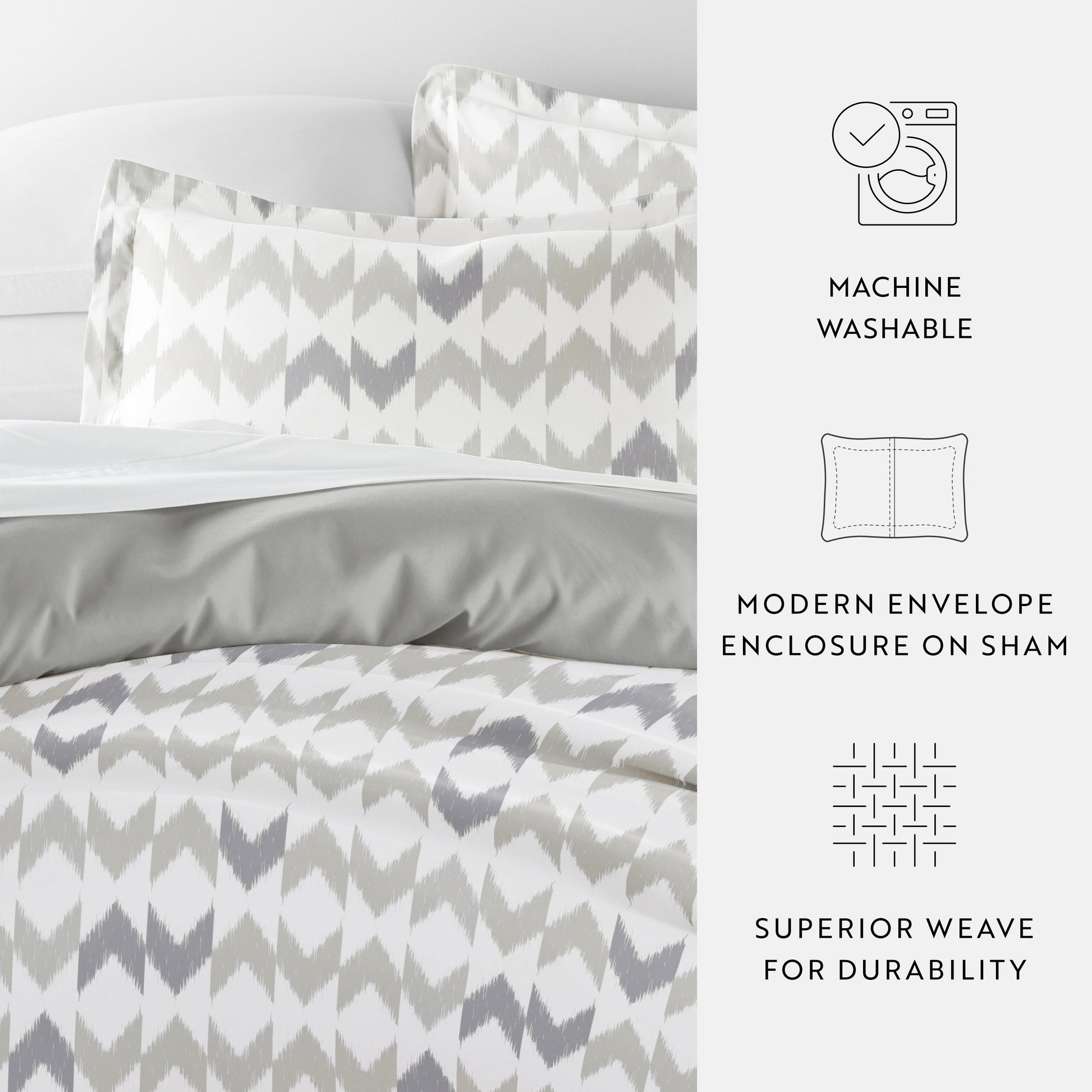 Chevron Sleep Patterned Reversible Duvet Cover Set
