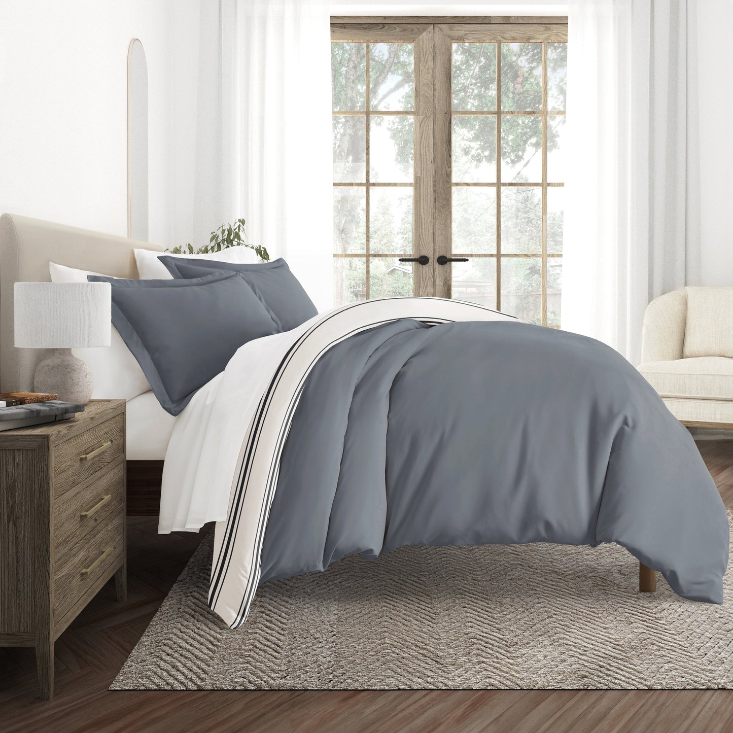 Desert Stripe Patterned Reversible Duvet Cover Set