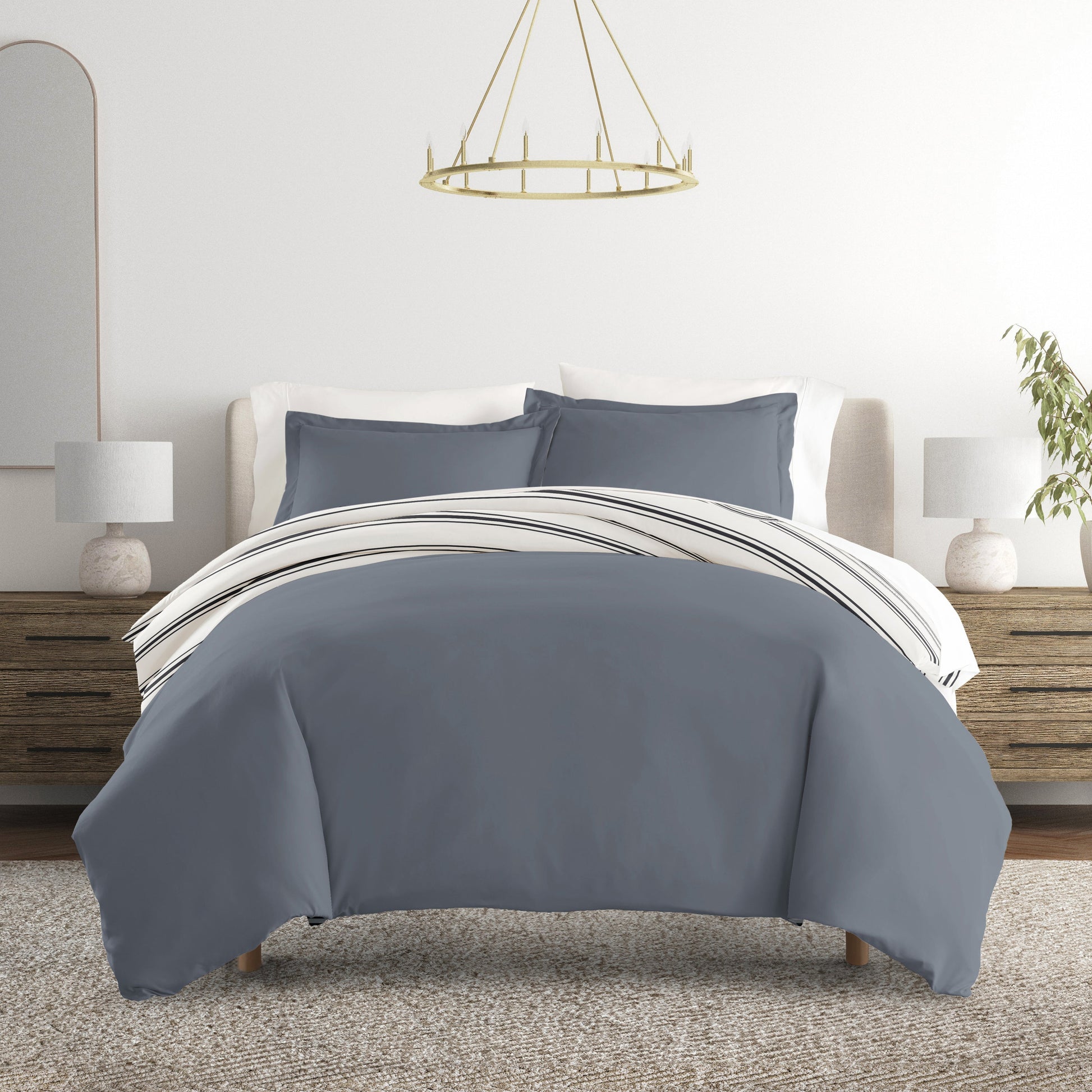 Desert Stripe Patterned Reversible Duvet Cover Set
