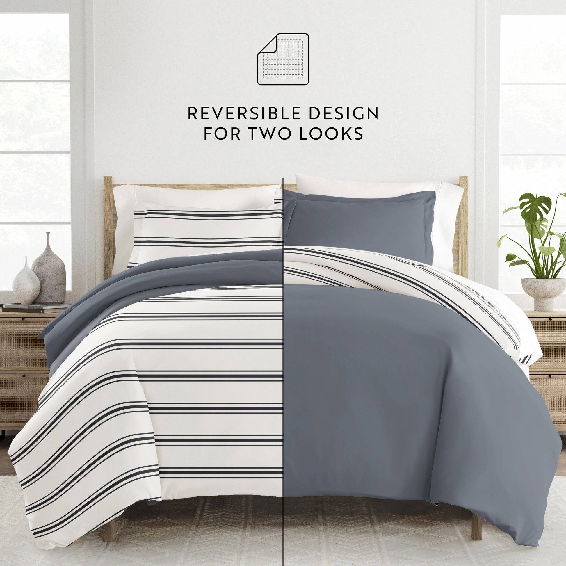 Desert Stripe Patterned Reversible Duvet Cover Set