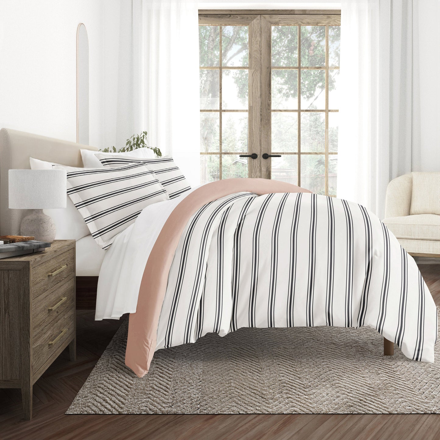 Desert Stripe Patterned Reversible Duvet Cover Set
