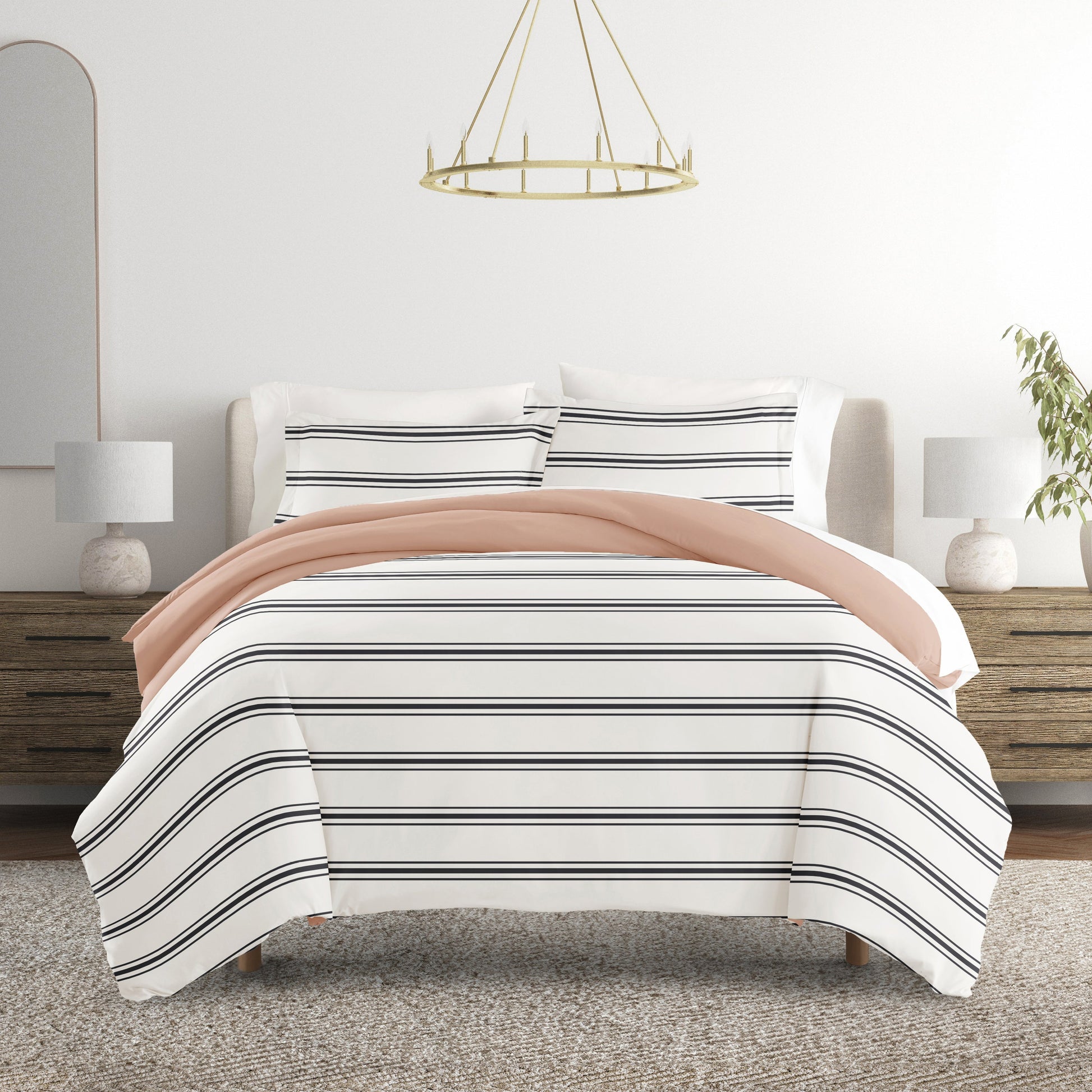 Desert Stripe Patterned Reversible Duvet Cover Set