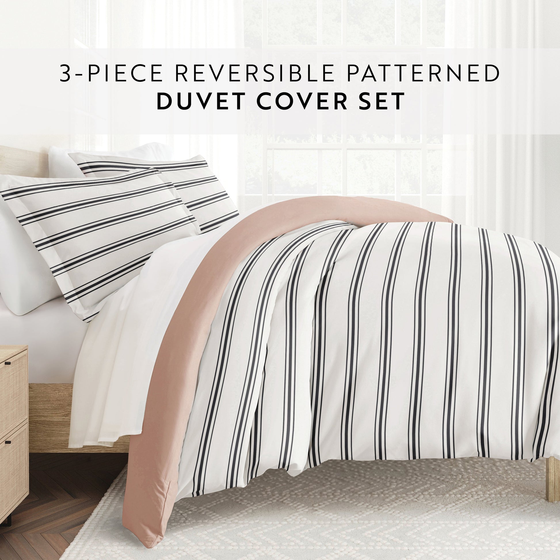 Desert Stripe Patterned Reversible Duvet Cover Set