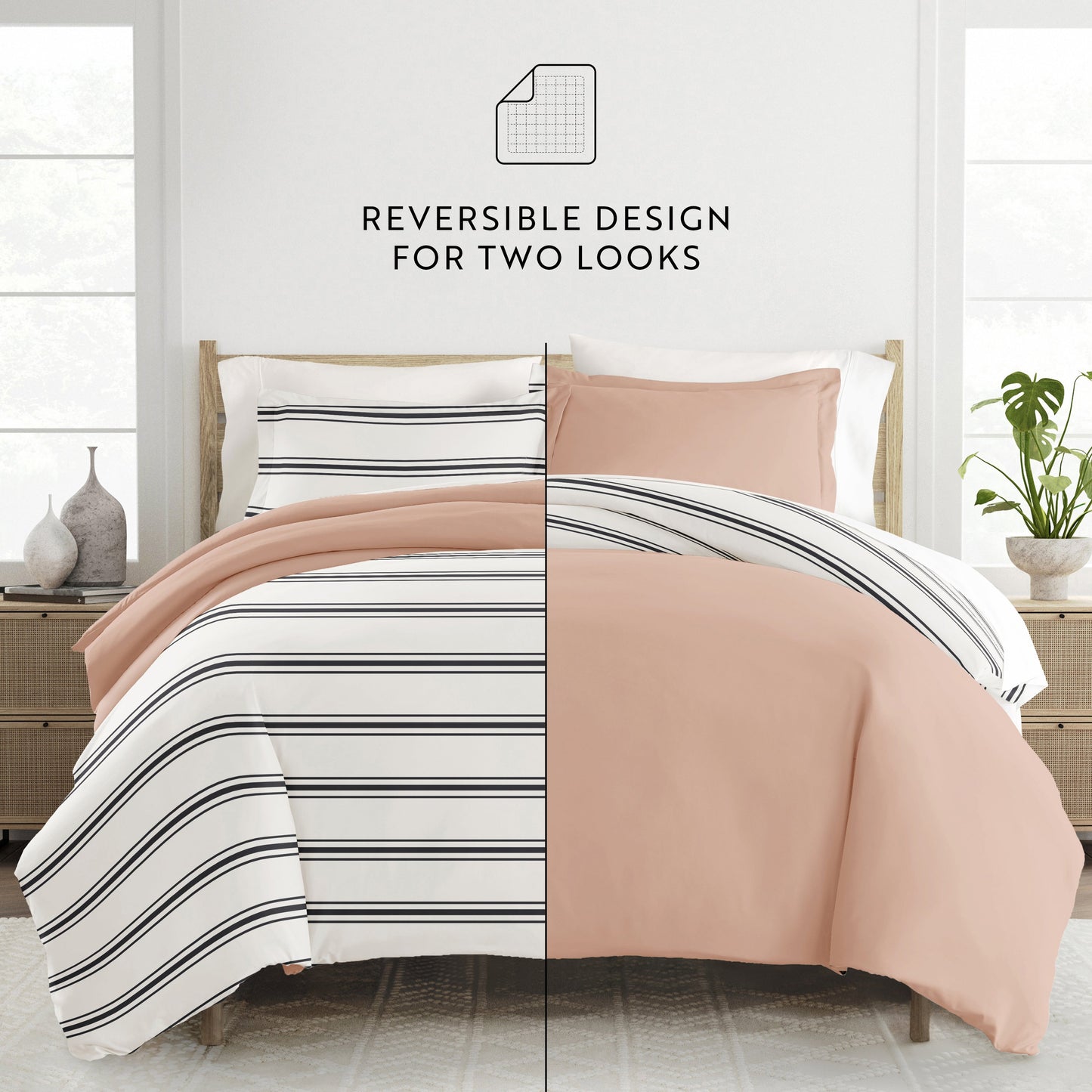 Desert Stripe Patterned Reversible Duvet Cover Set