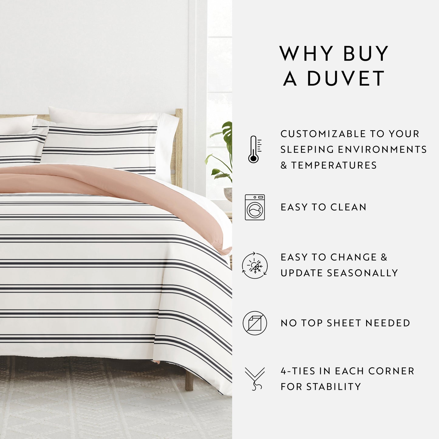 Desert Stripe Patterned Reversible Duvet Cover Set