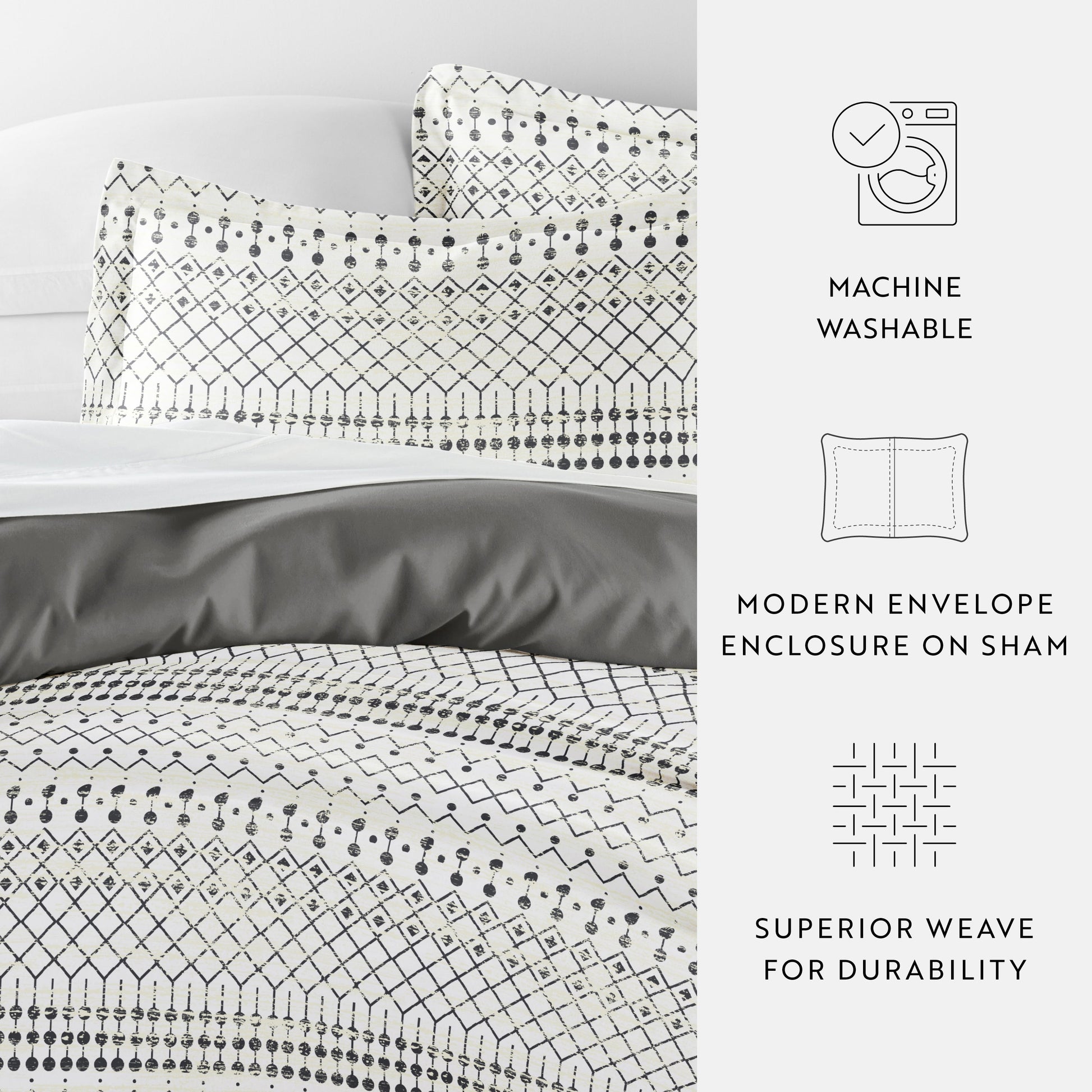 Etched Gate Patterned Reversible Duvet Cover Set