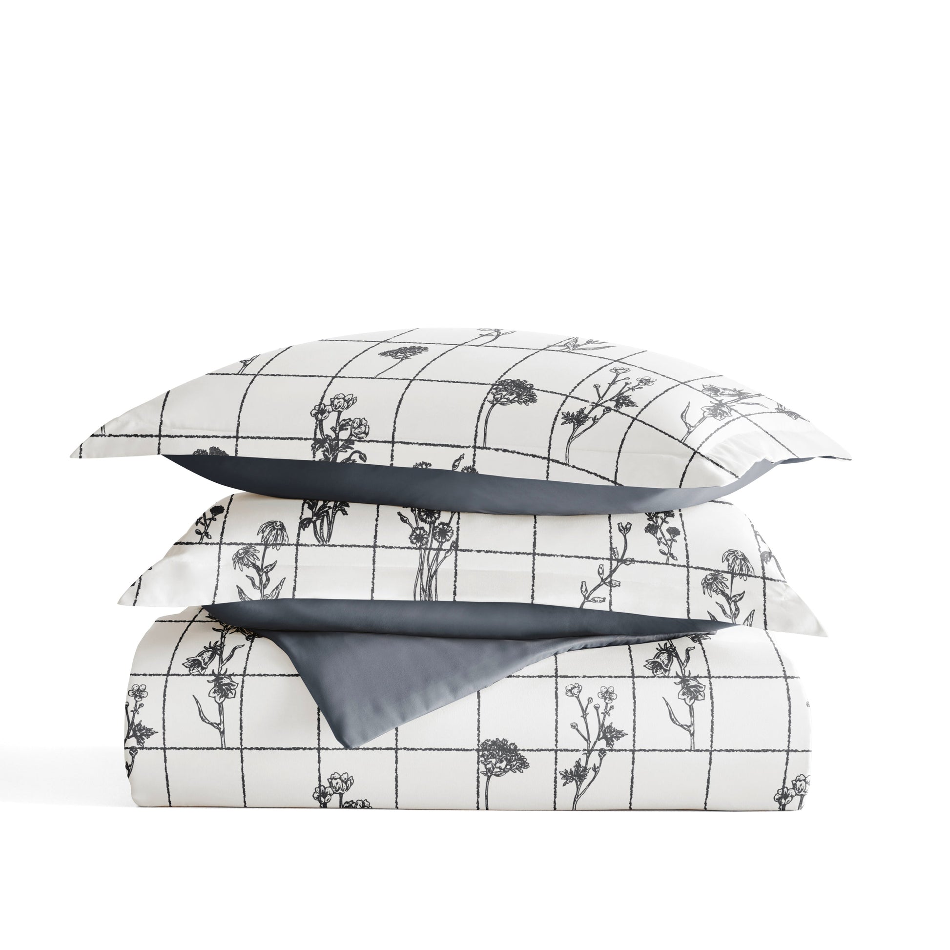 Flower Field Patterned Reversible Duvet Cover Set