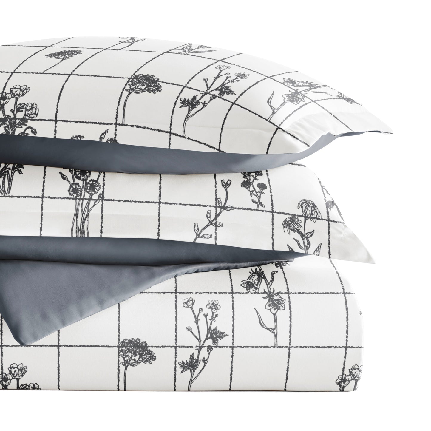 Flower Field Patterned Reversible Duvet Cover Set