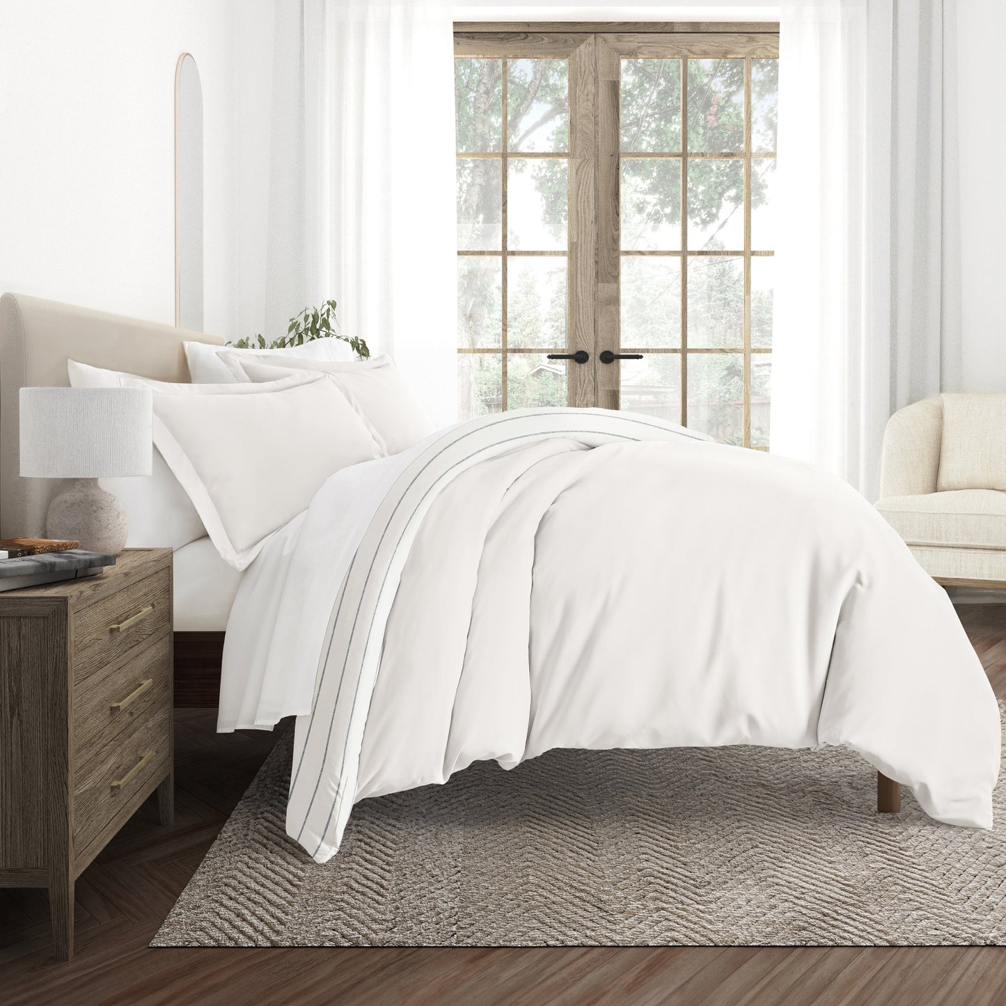 Harbor Stripe Patterned Reversible Duvet Cover Set