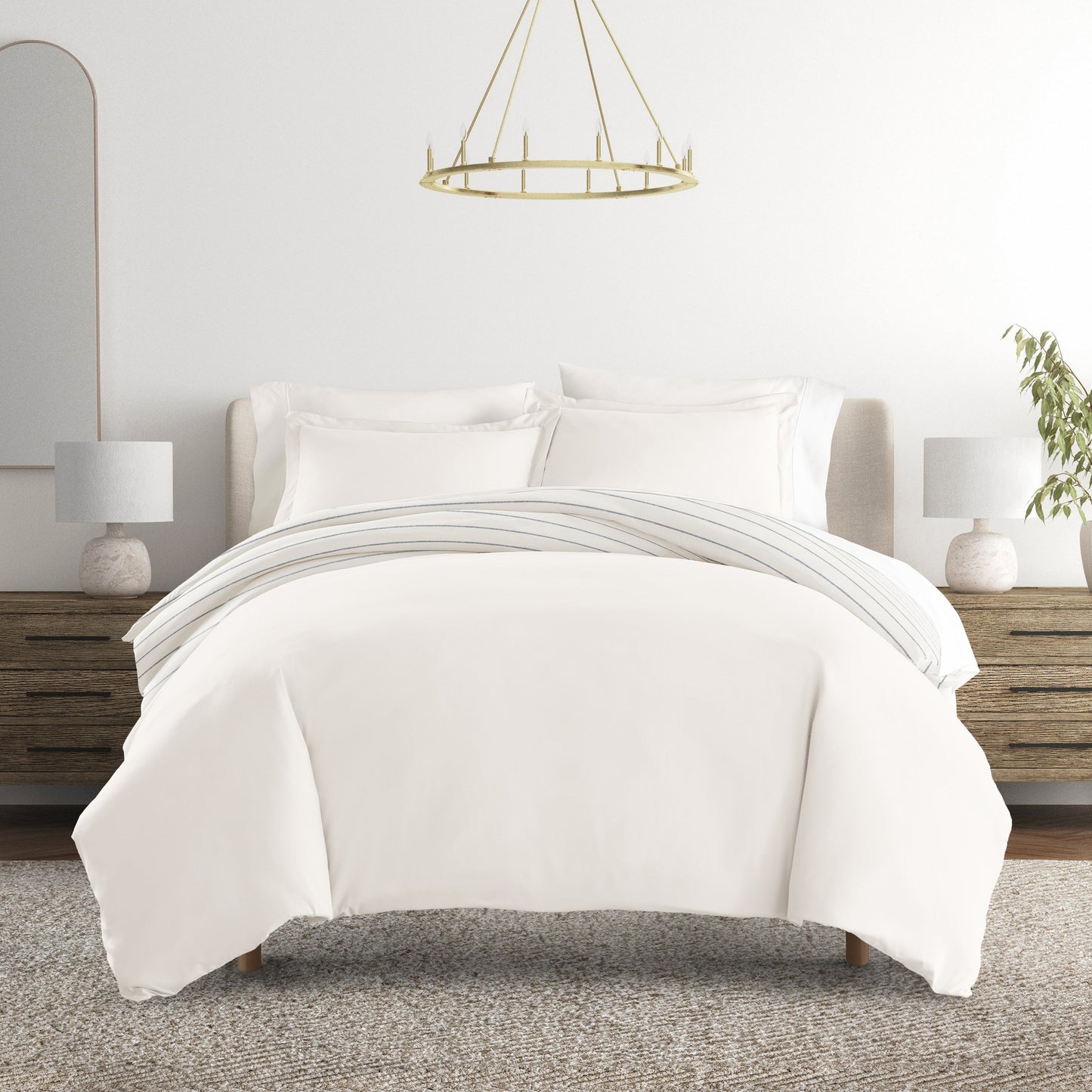 Harbor Stripe Patterned Reversible Duvet Cover Set
