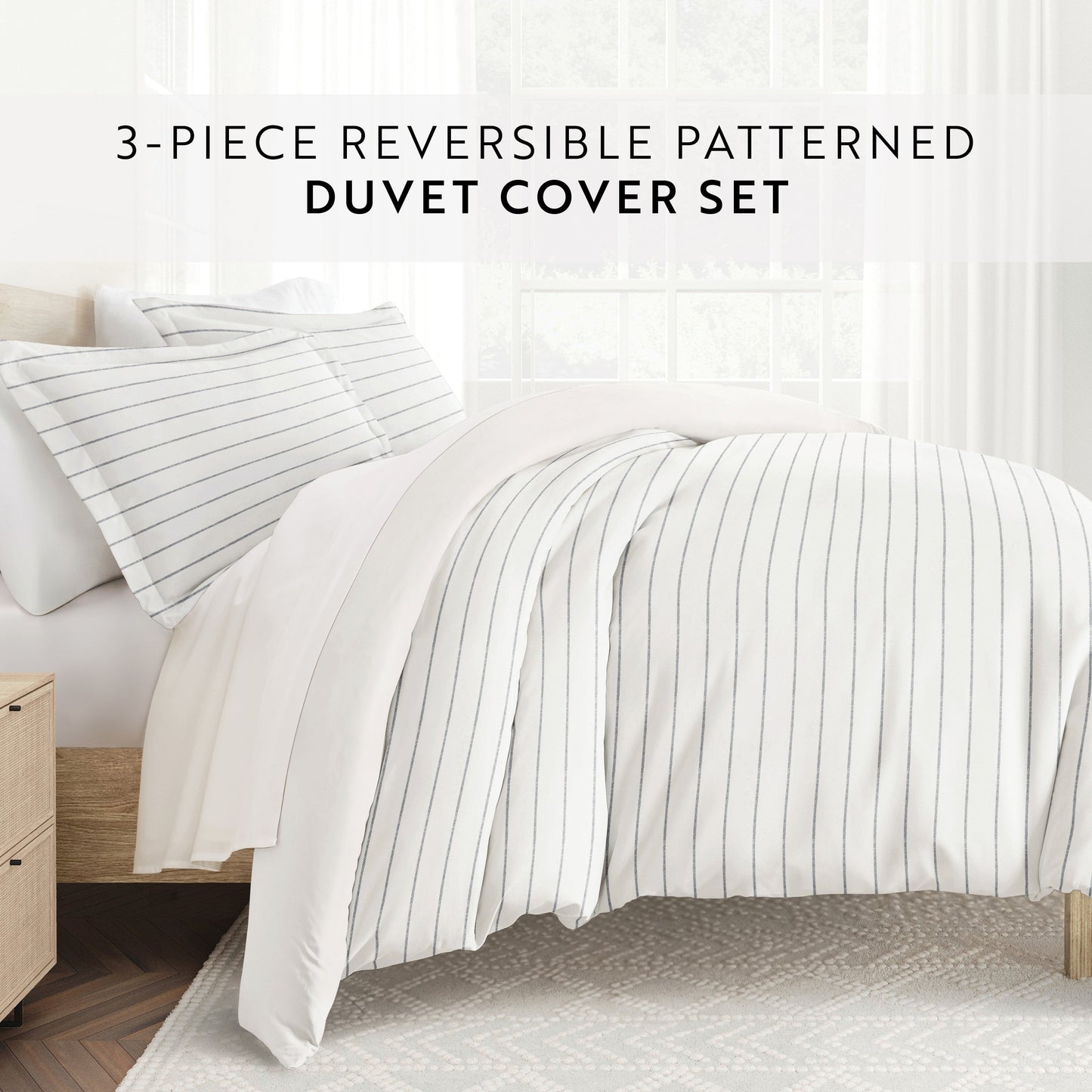Harbor Stripe Patterned Reversible Duvet Cover Set