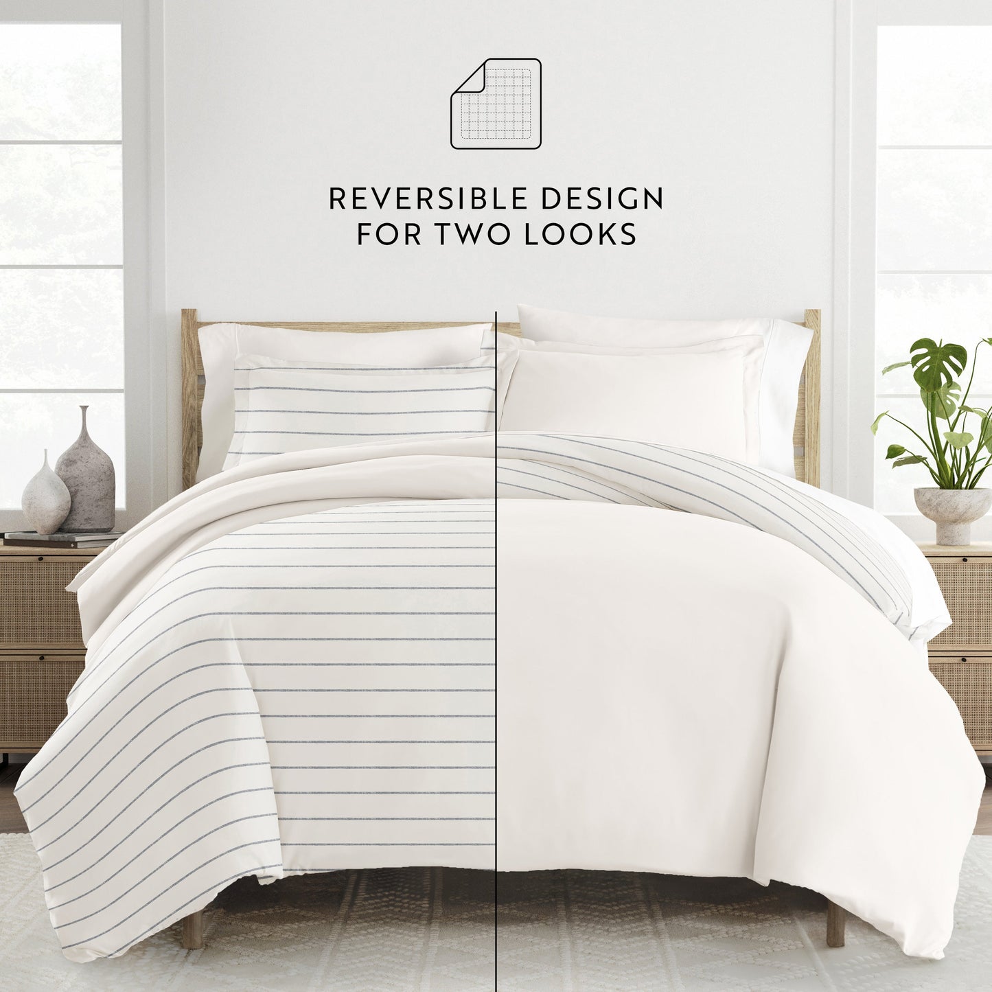 Harbor Stripe Patterned Reversible Duvet Cover Set
