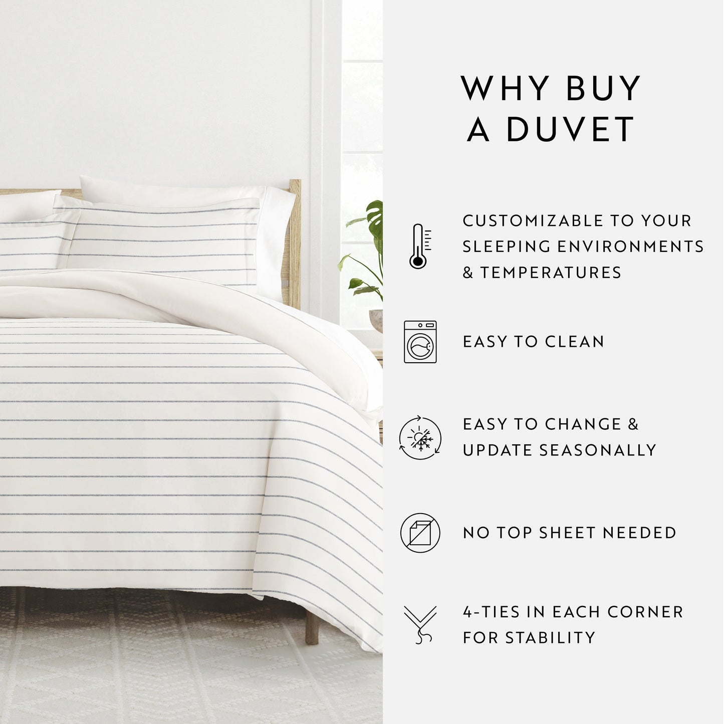 Harbor Stripe Patterned Reversible Duvet Cover Set