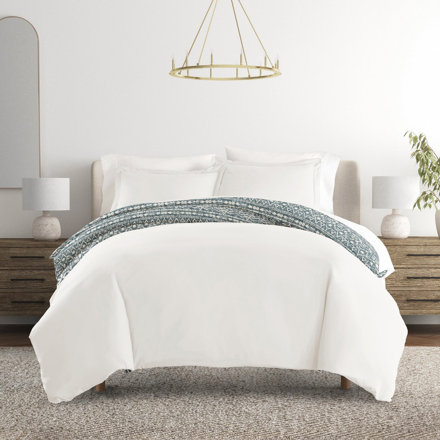 Modern Rustic Patterned Reversible Duvet Cover Set