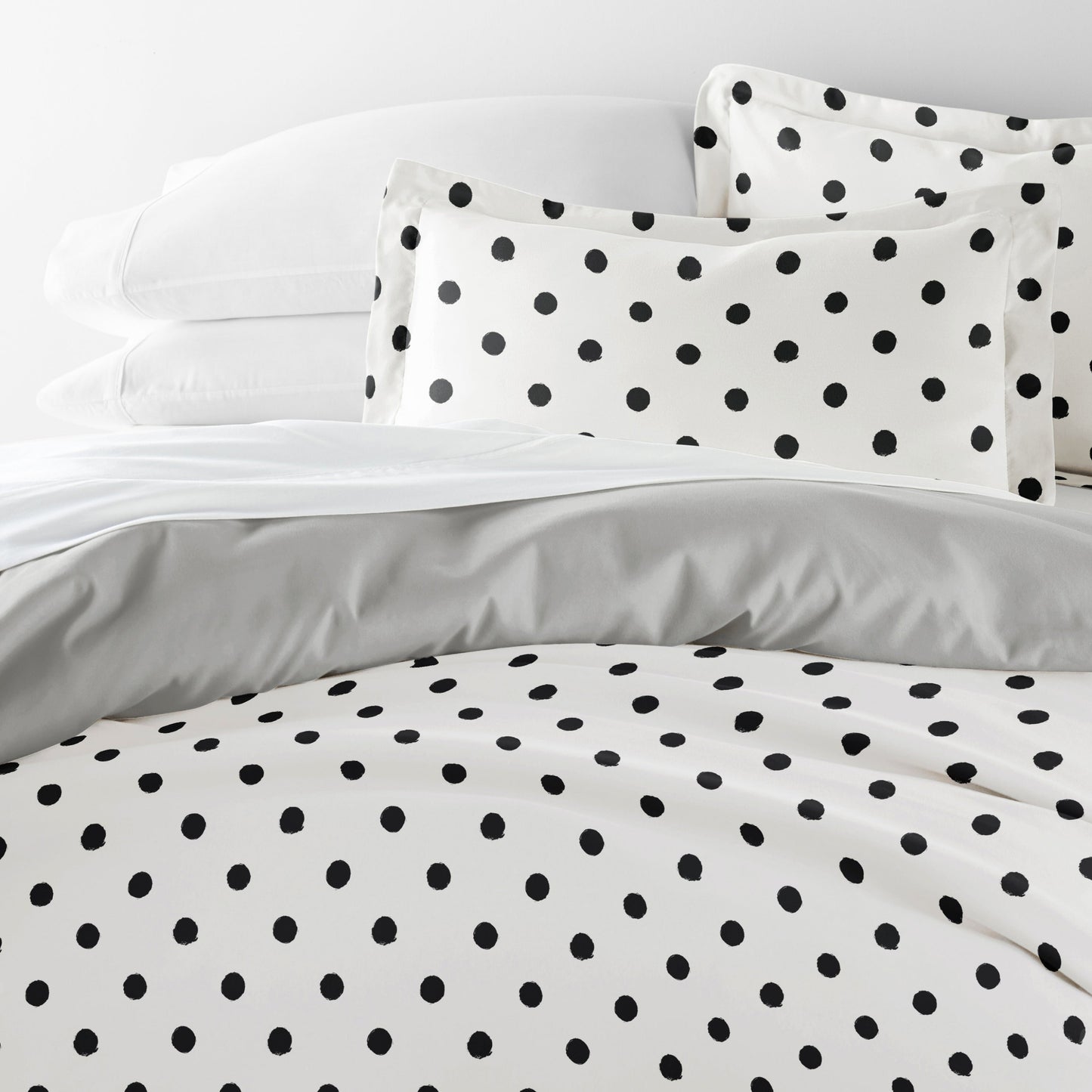 Painted Polkadot Patterned Reversible Duvet Cover Set