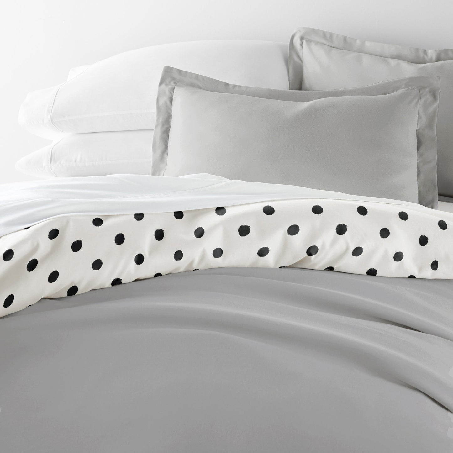 Painted Polkadot Patterned Reversible Duvet Cover Set