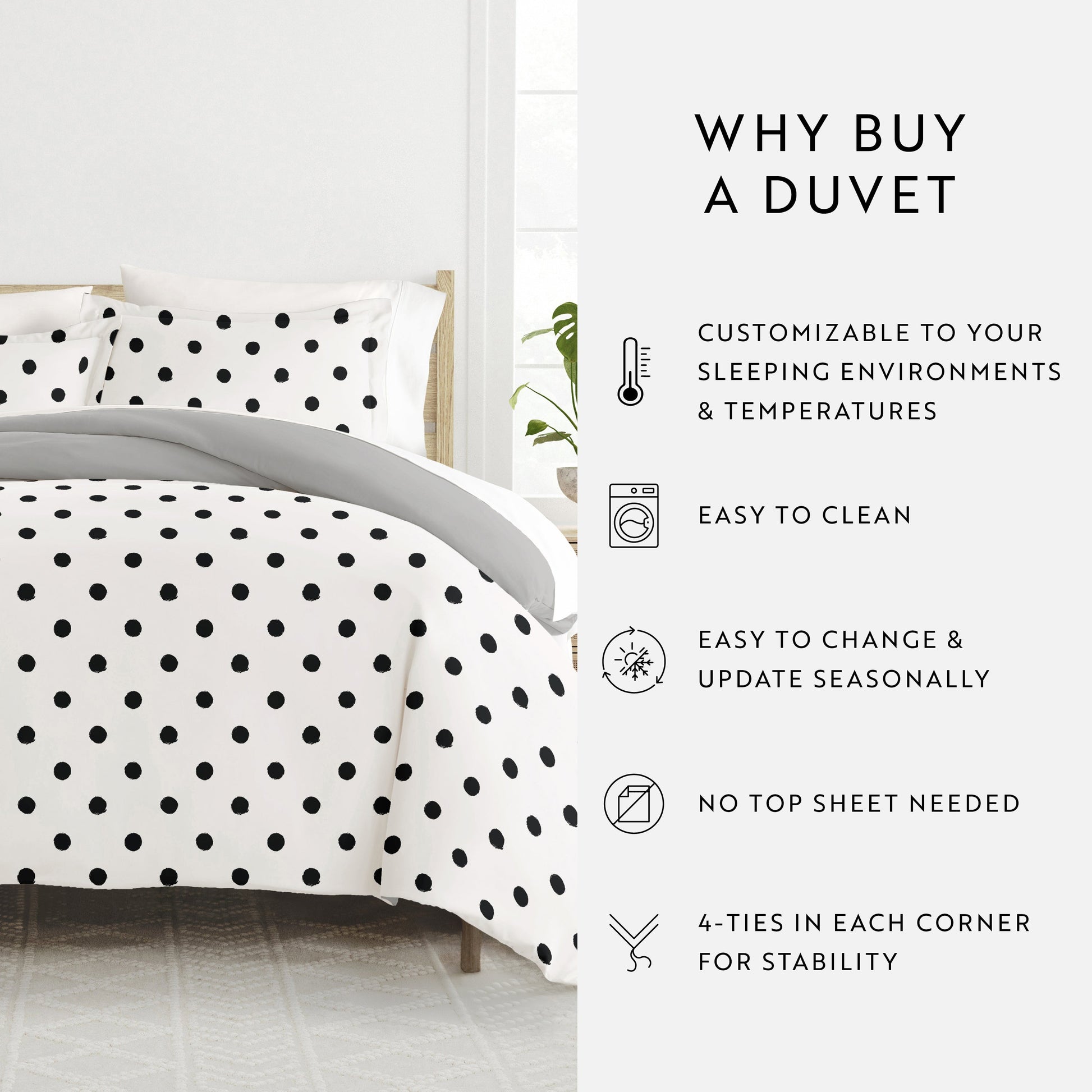 Painted Polkadot Patterned Reversible Duvet Cover Set