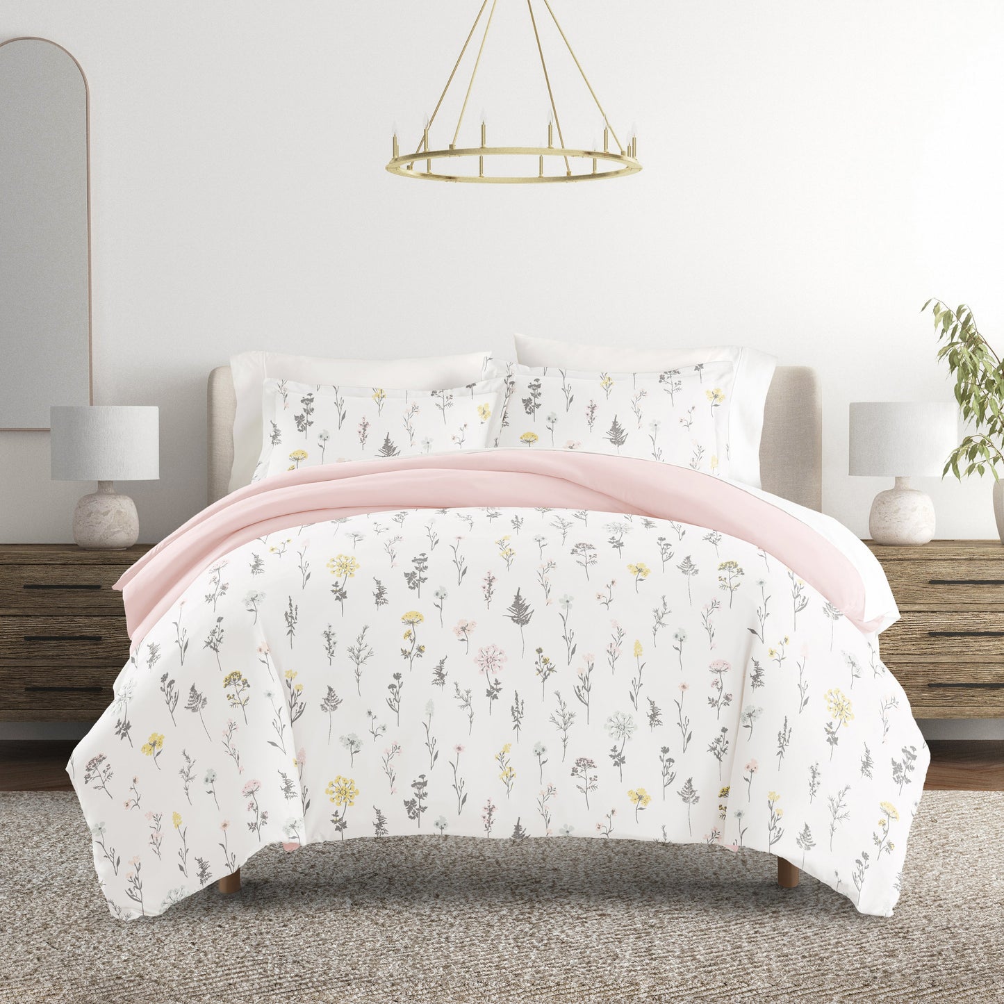 Wildflower Patterned Reversible Duvet Cover Set