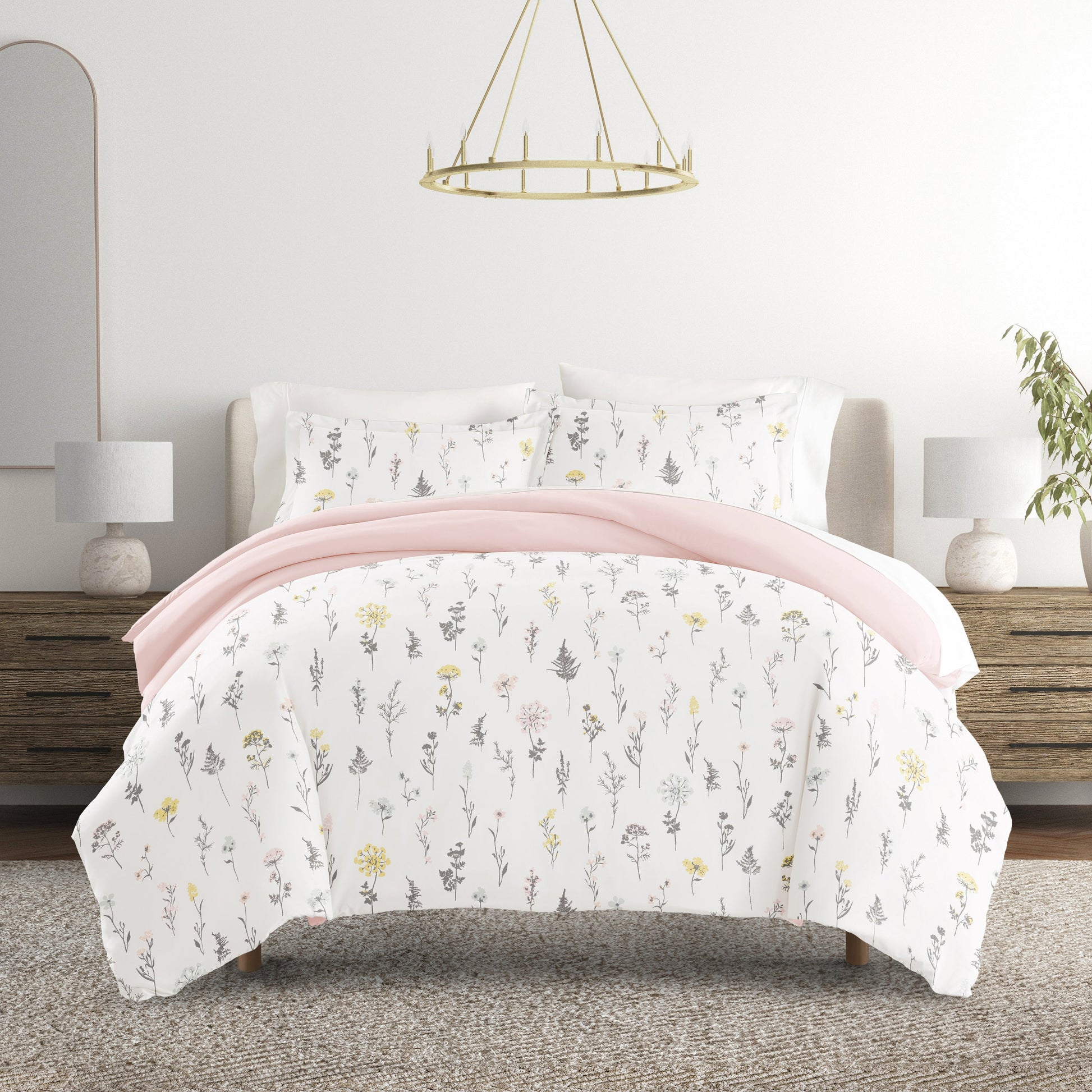 Wildflower Patterned Reversible Duvet Cover Set