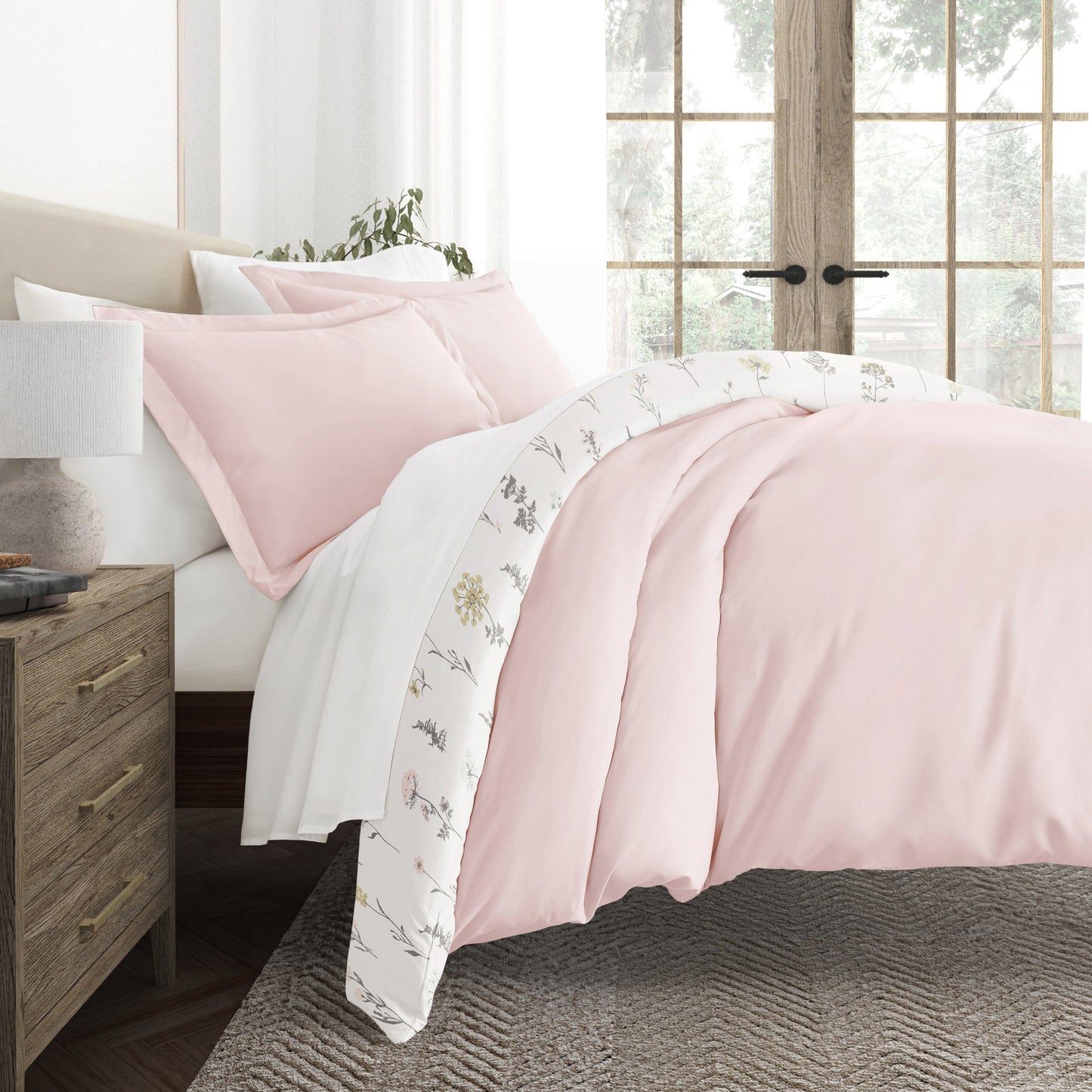 Wildflower Patterned Reversible Duvet Cover Set