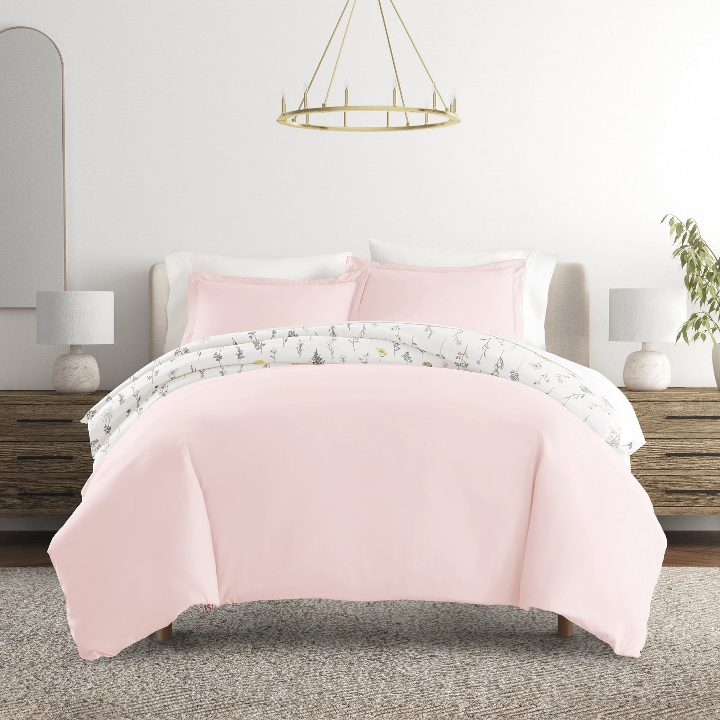 Wildflower Patterned Reversible Duvet Cover Set
