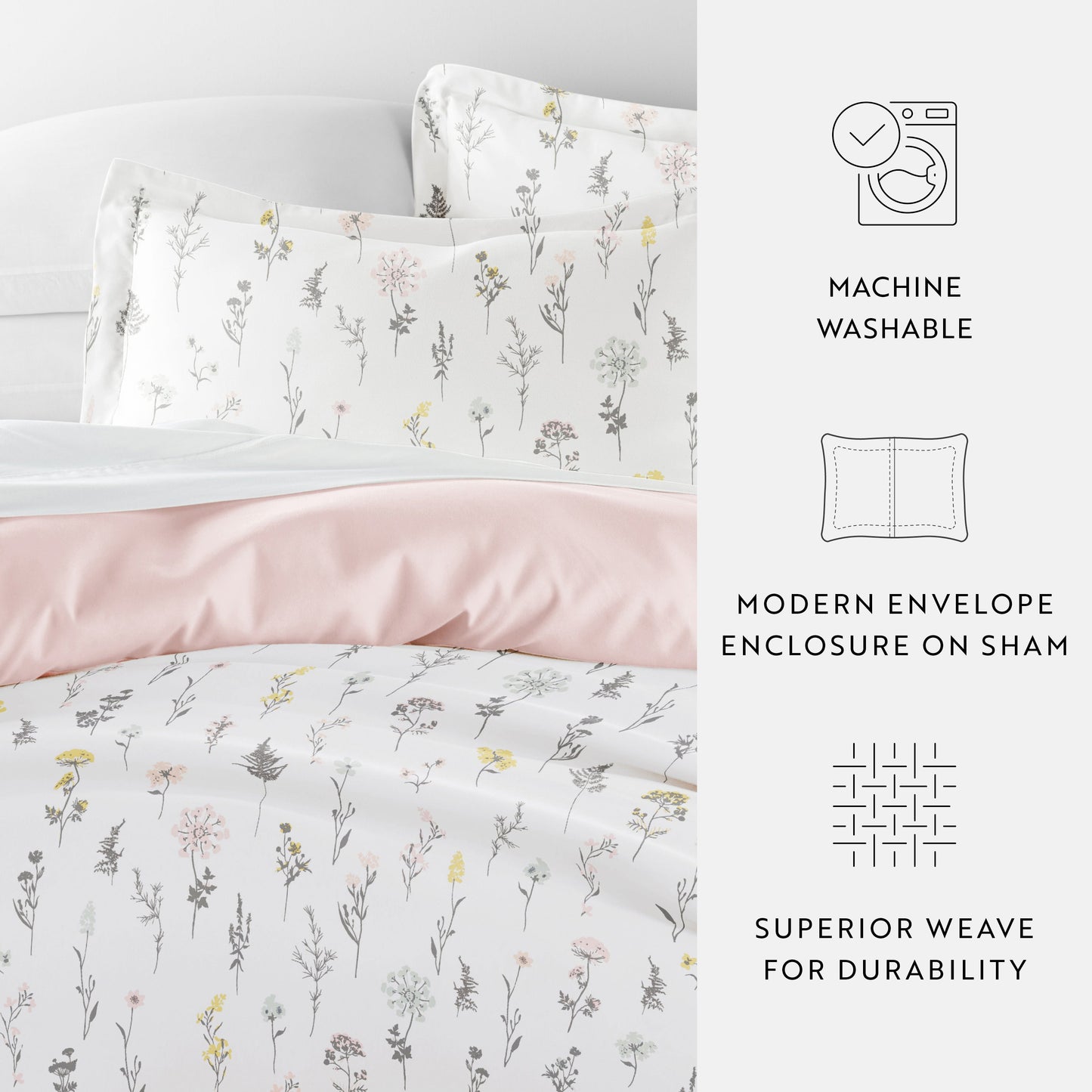 Wildflower Patterned Reversible Duvet Cover Set