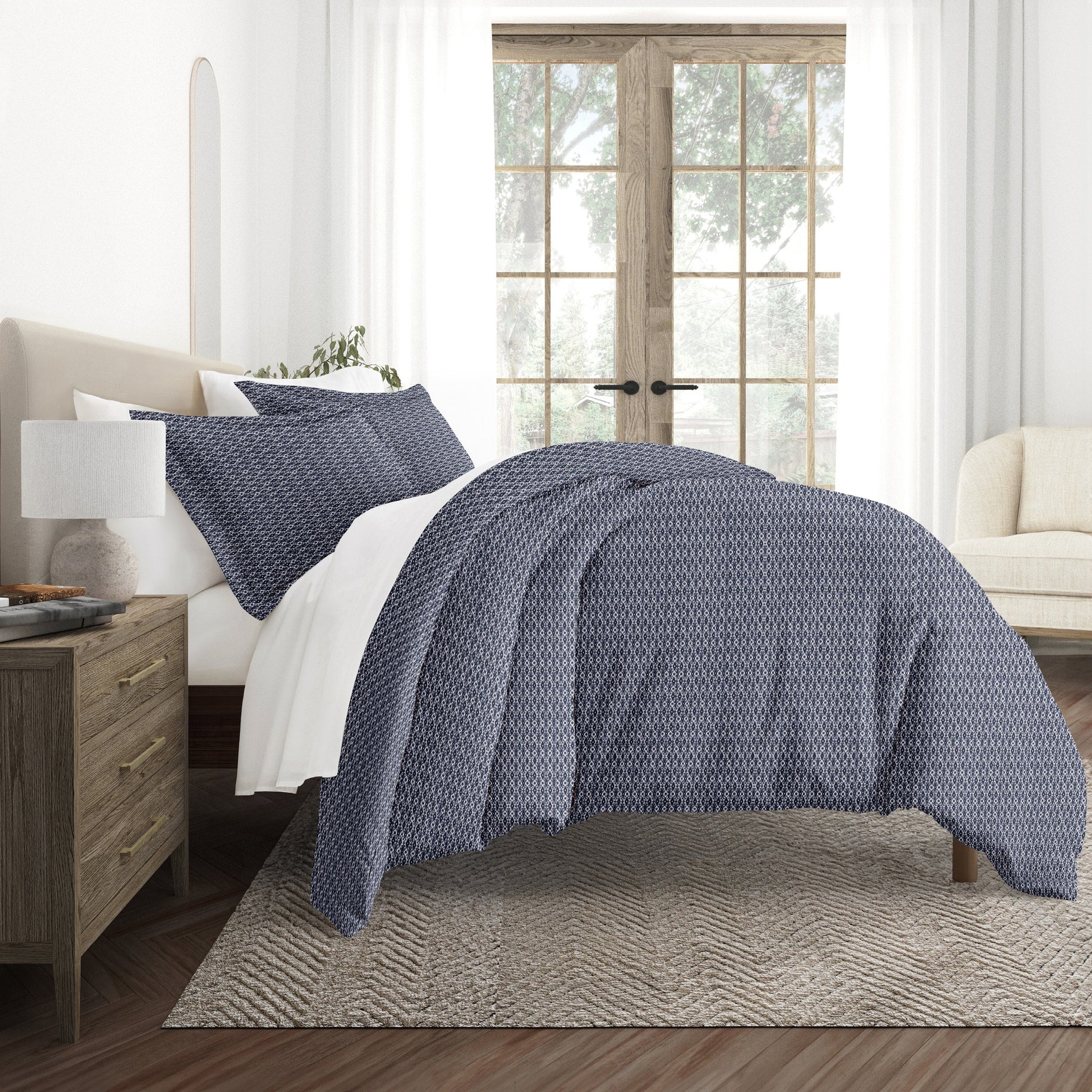 Blue Diamond Patterned Duvet Cover Set