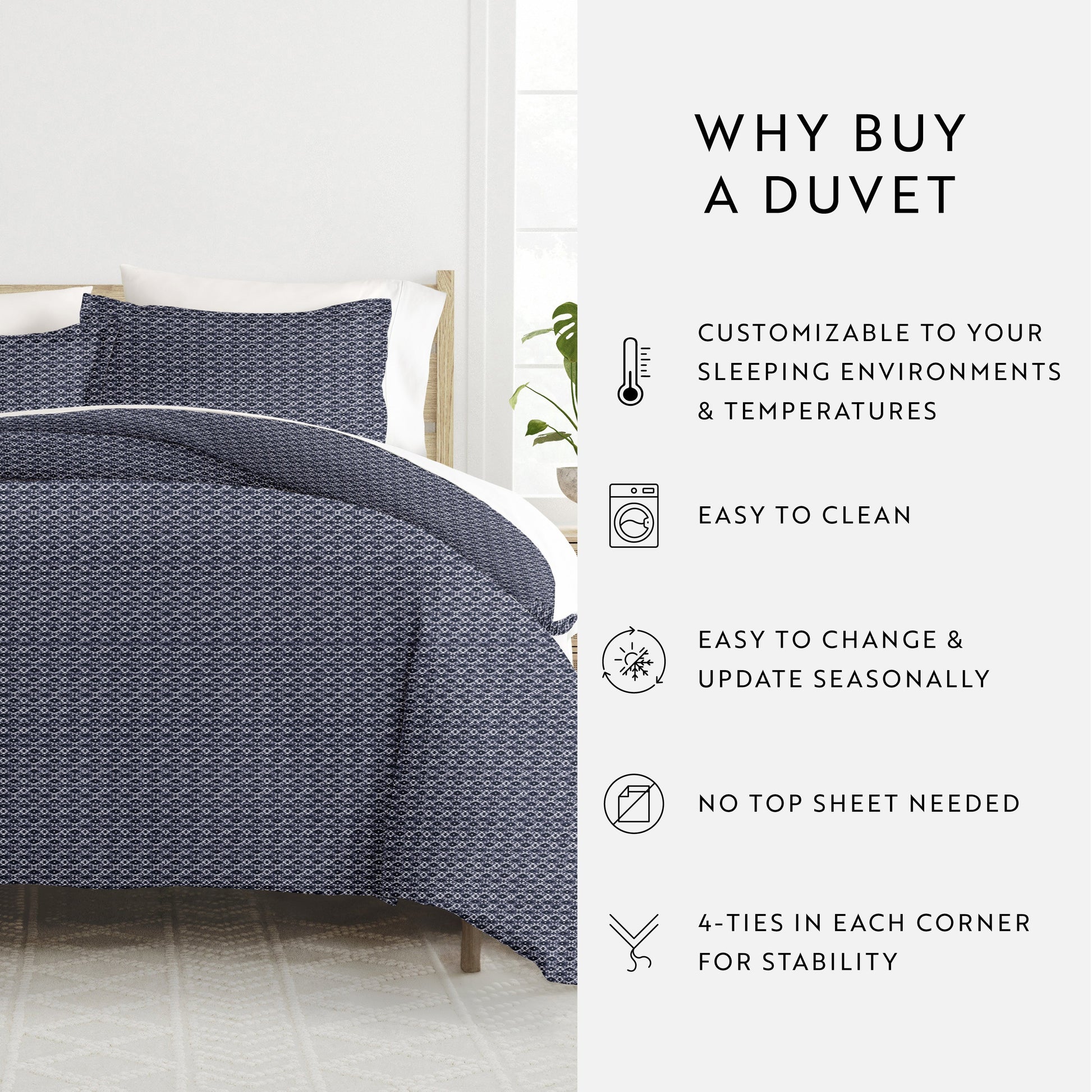 Blue Diamond Patterned Duvet Cover Set