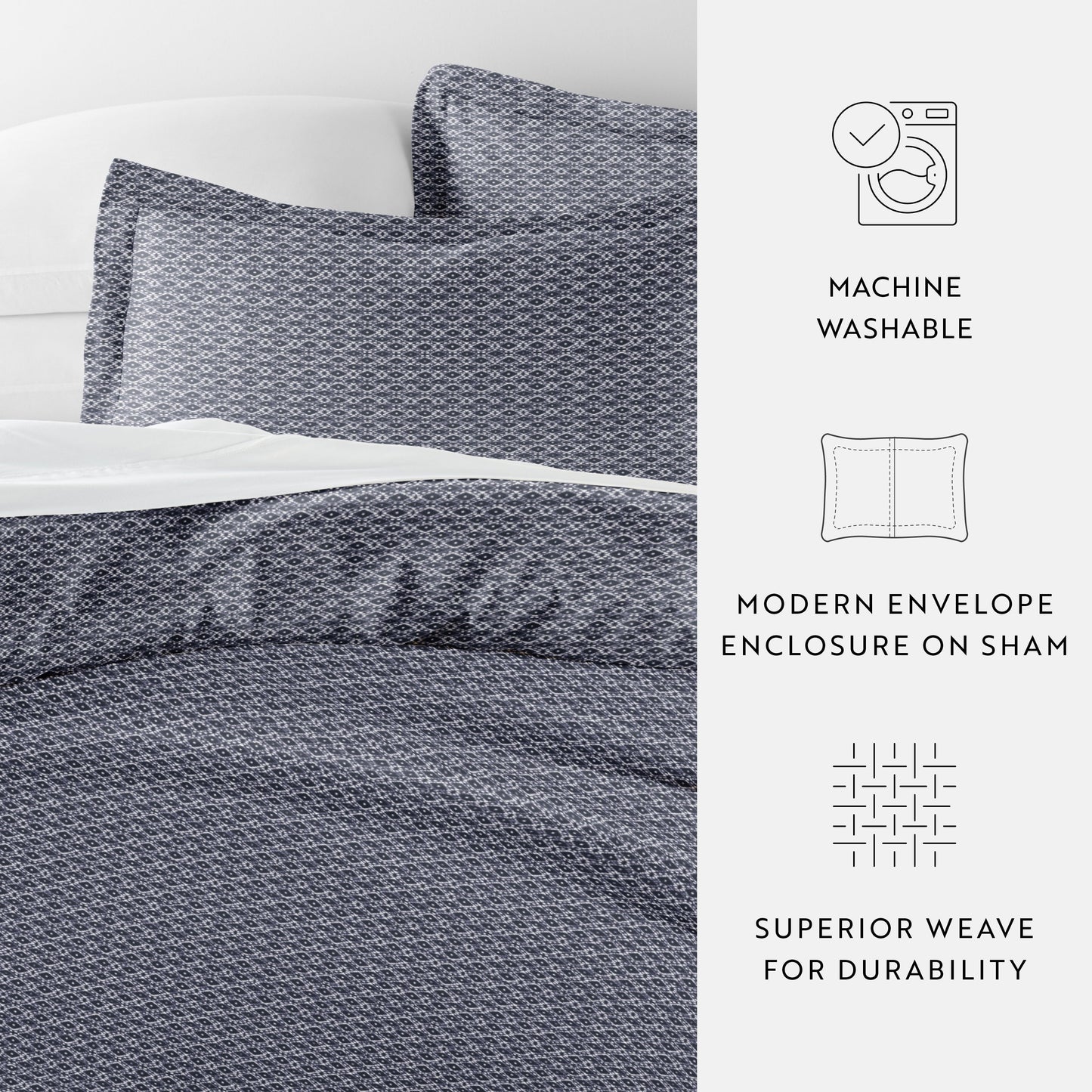 Blue Diamond Patterned Duvet Cover Set