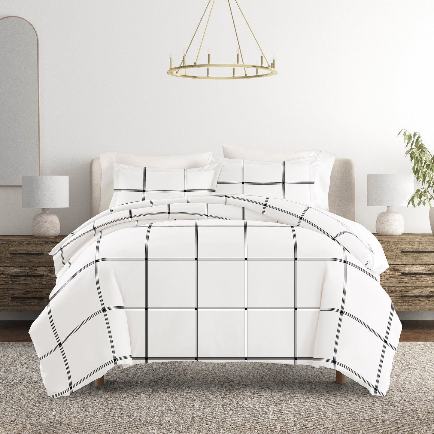 Grid Patterned Duvet Cover Set