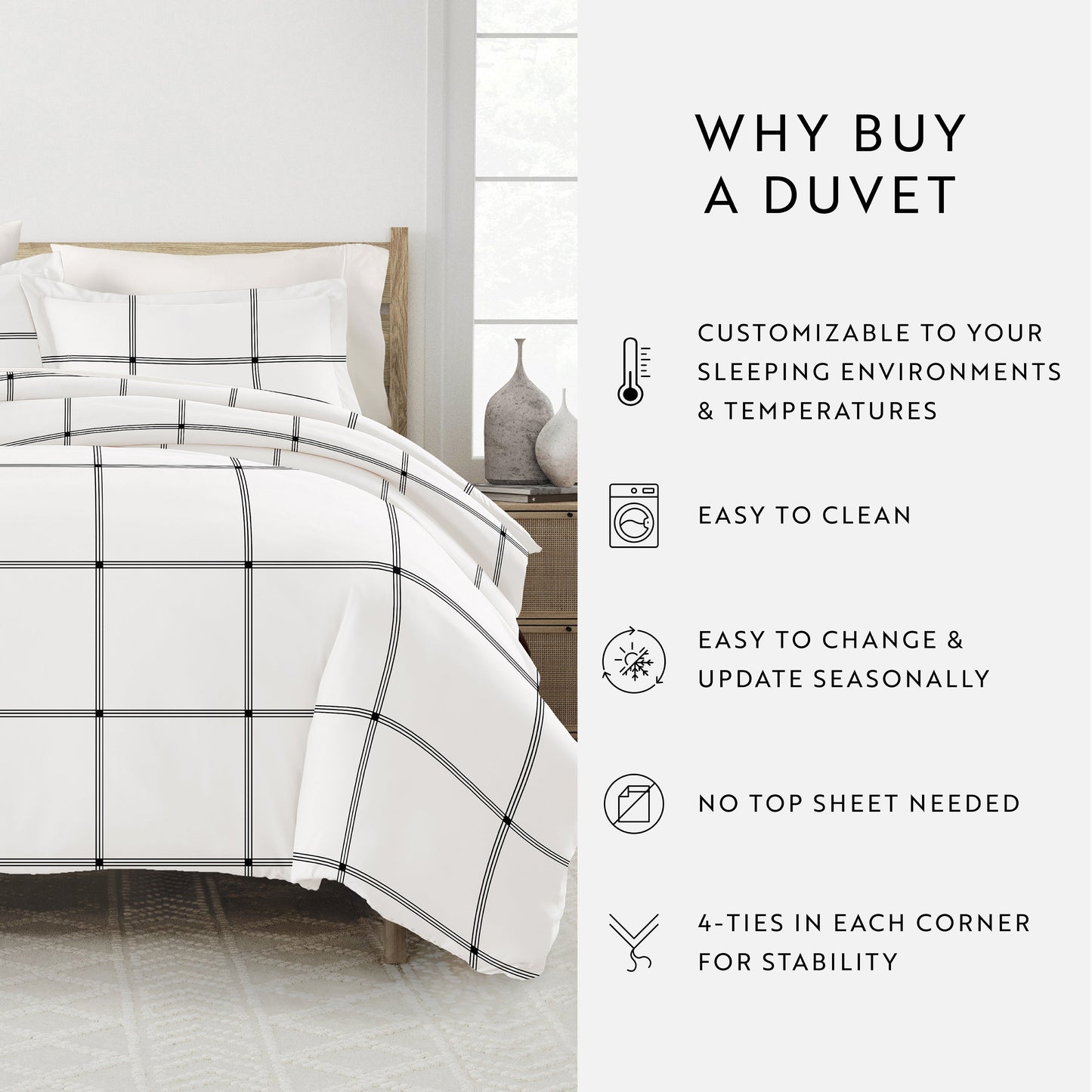 Grid Patterned Duvet Cover Set