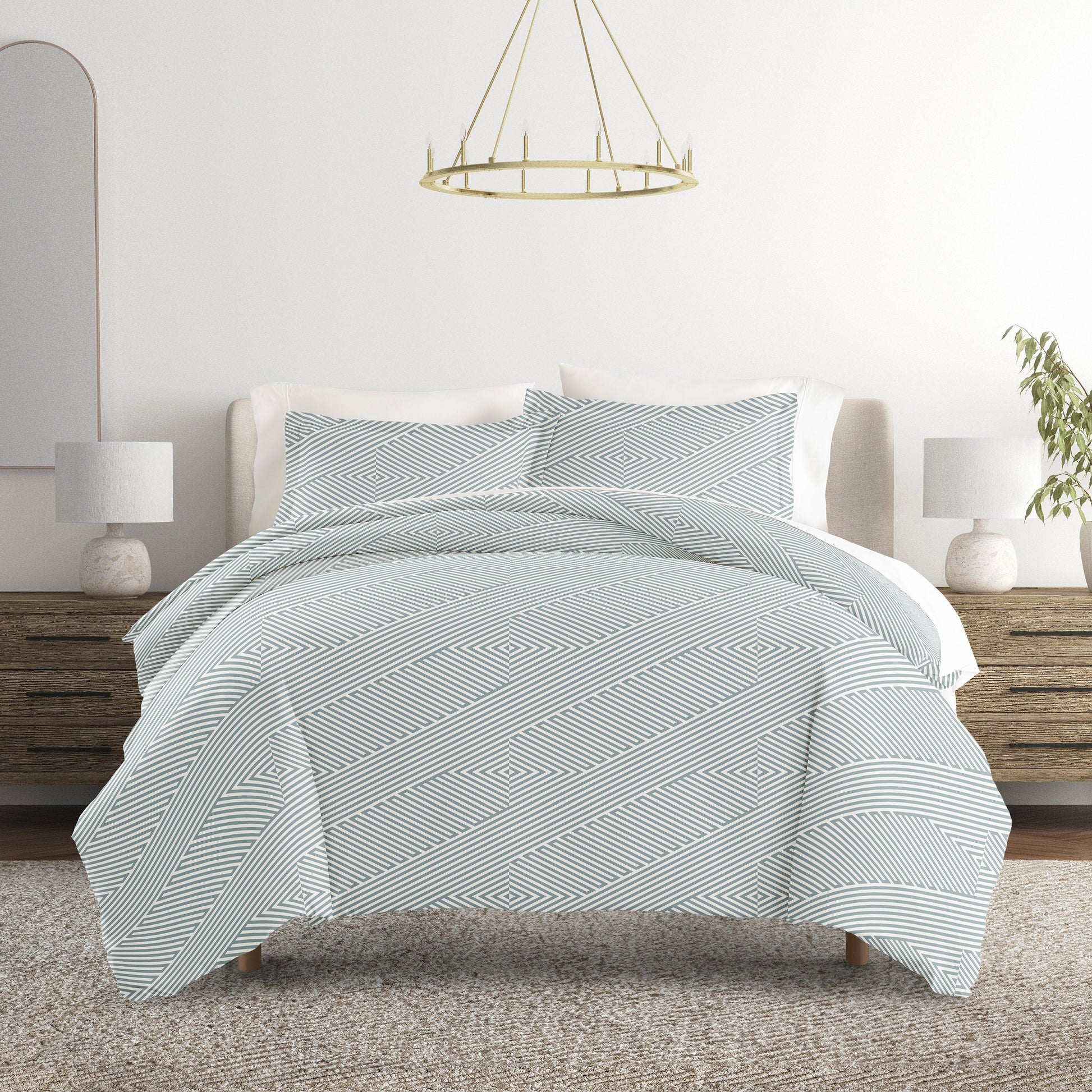 Modern Diagonal Patterned Duvet Cover Set