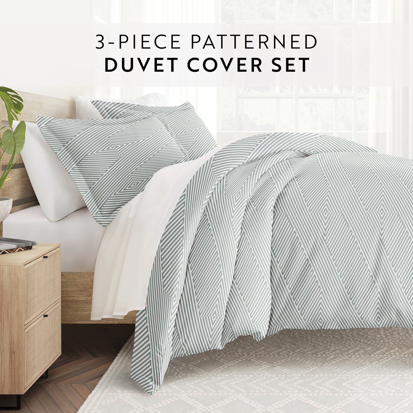 Modern Diagonal Patterned Duvet Cover Set