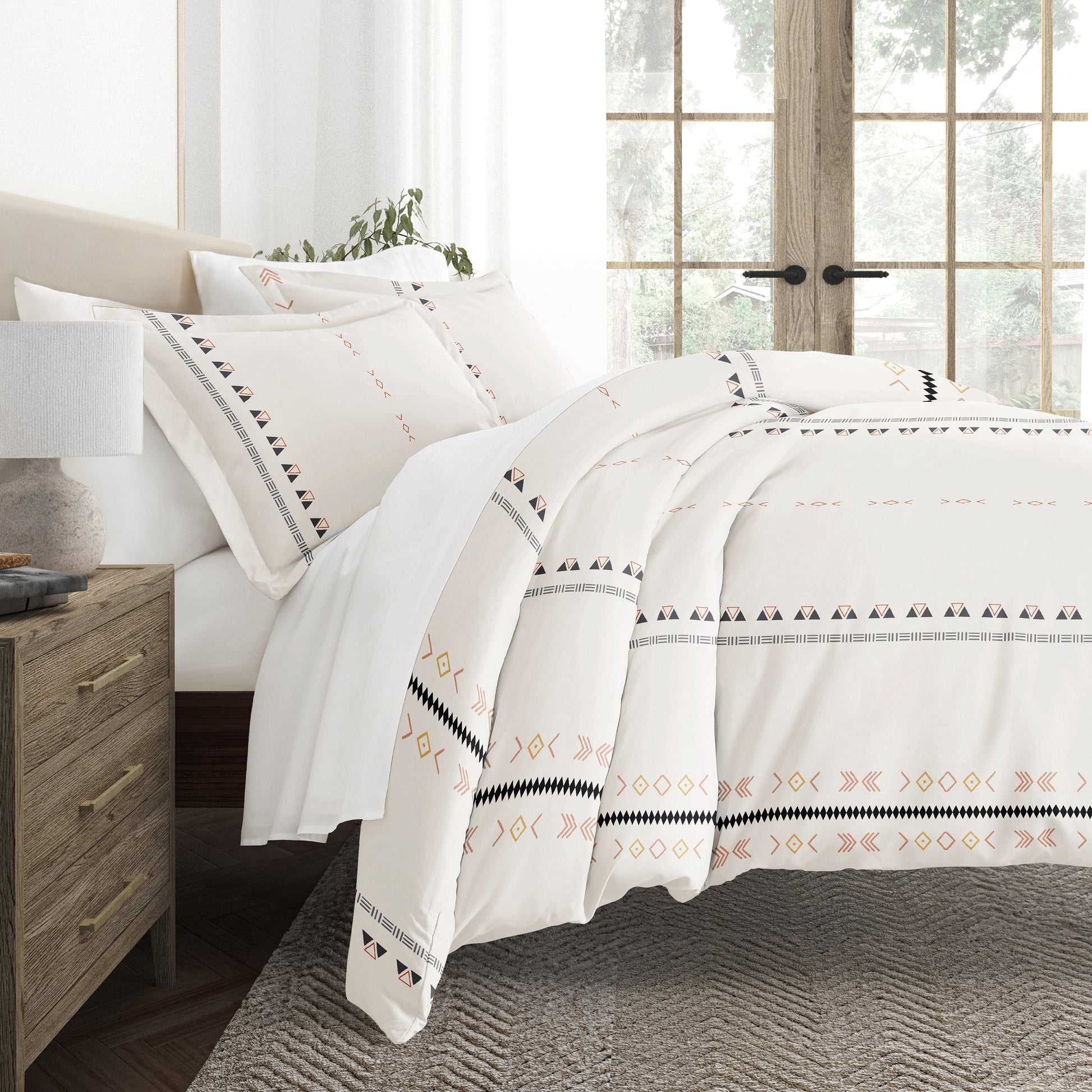 Natural Geo Lines Patterned Duvet Cover Set