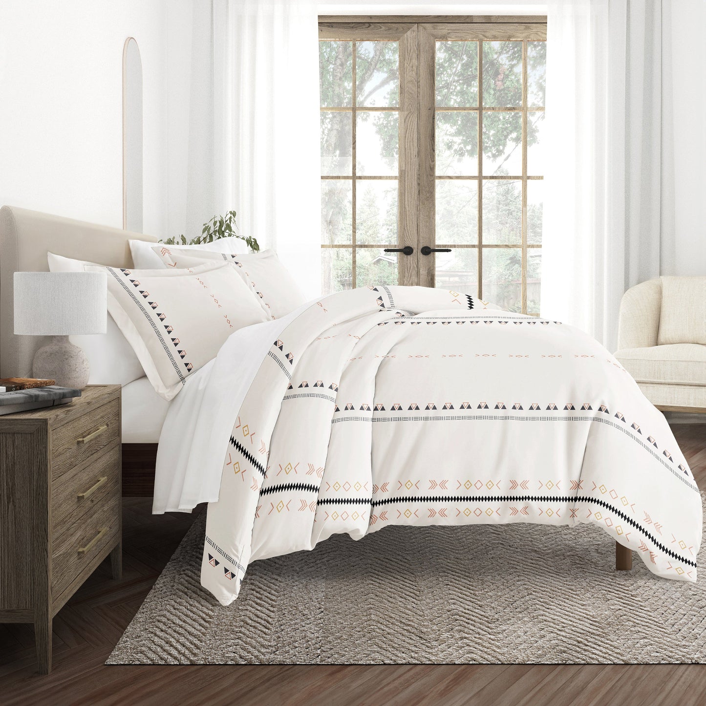 Natural Geo Lines Patterned Duvet Cover Set