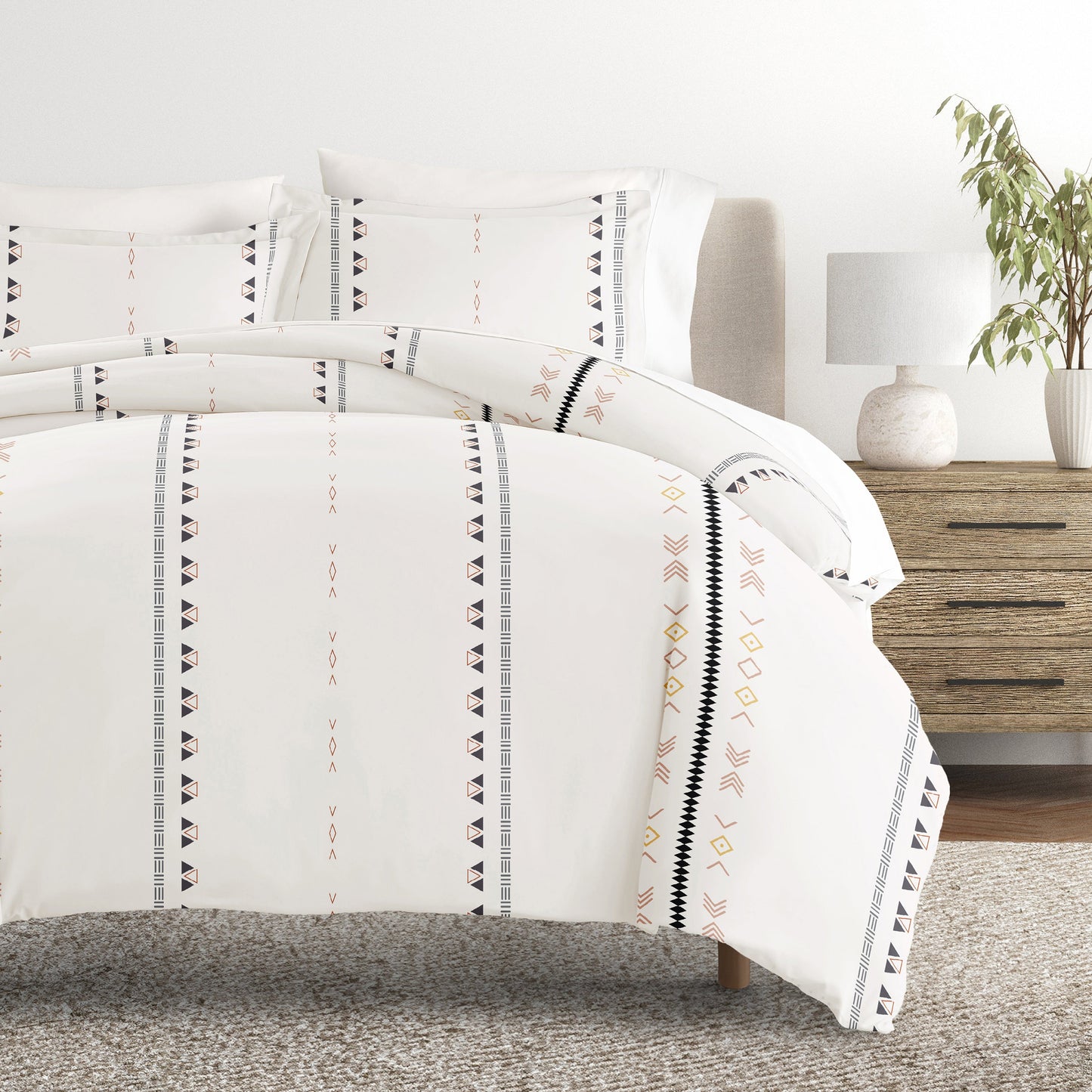 Natural Geo Lines Patterned Duvet Cover Set