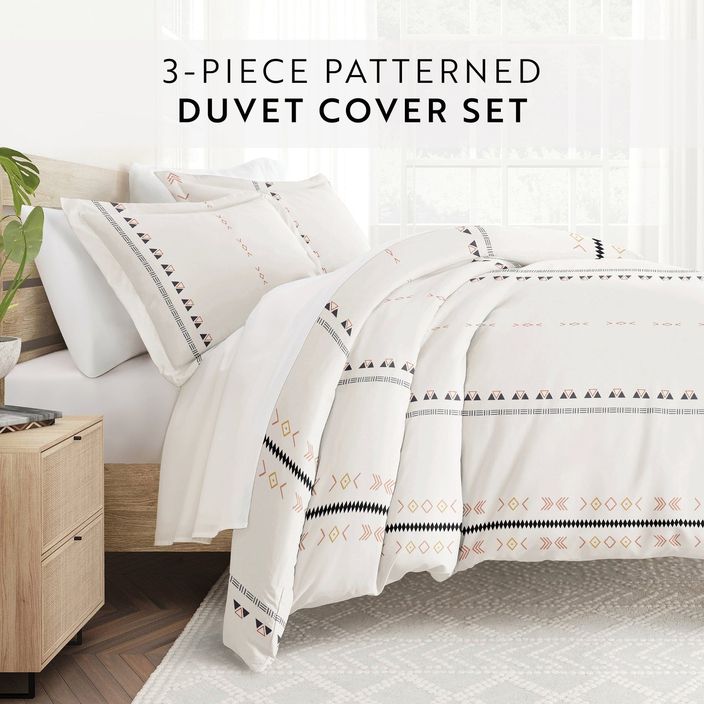 Natural Geo Lines Patterned Duvet Cover Set