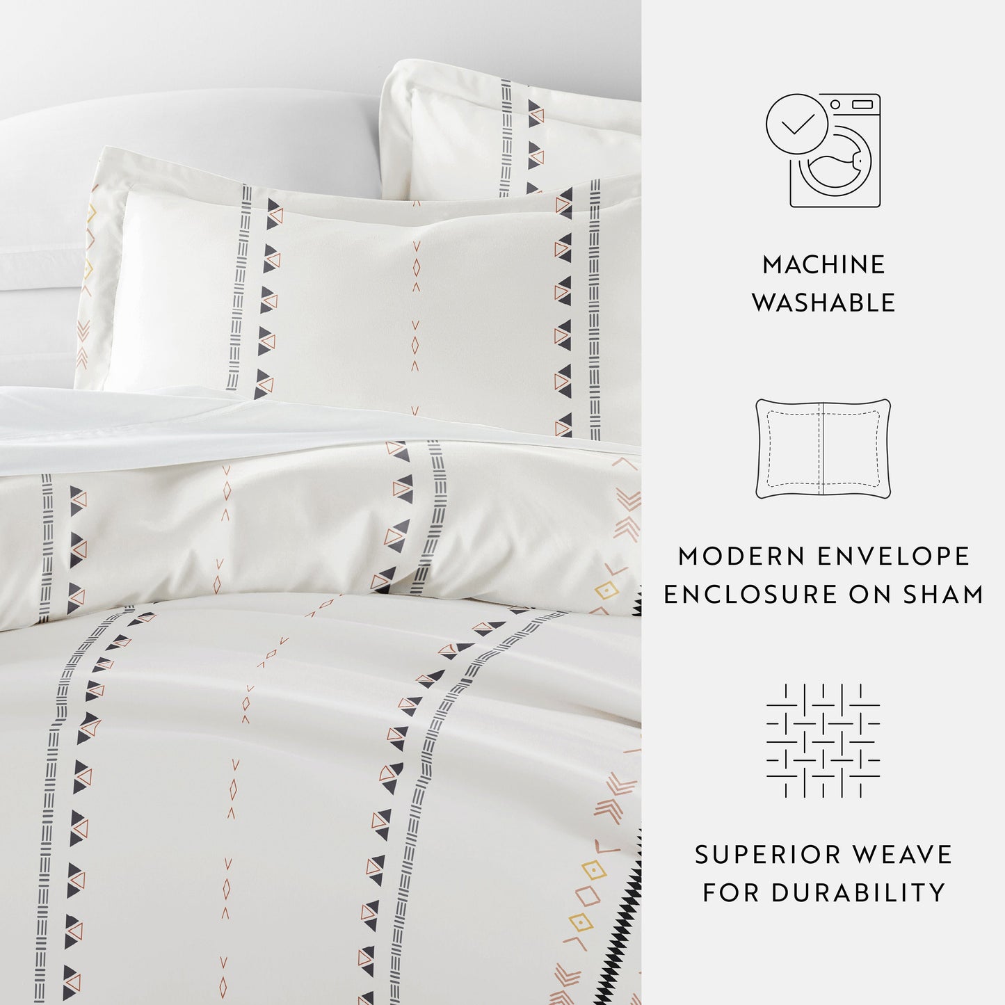 Natural Geo Lines Patterned Duvet Cover Set