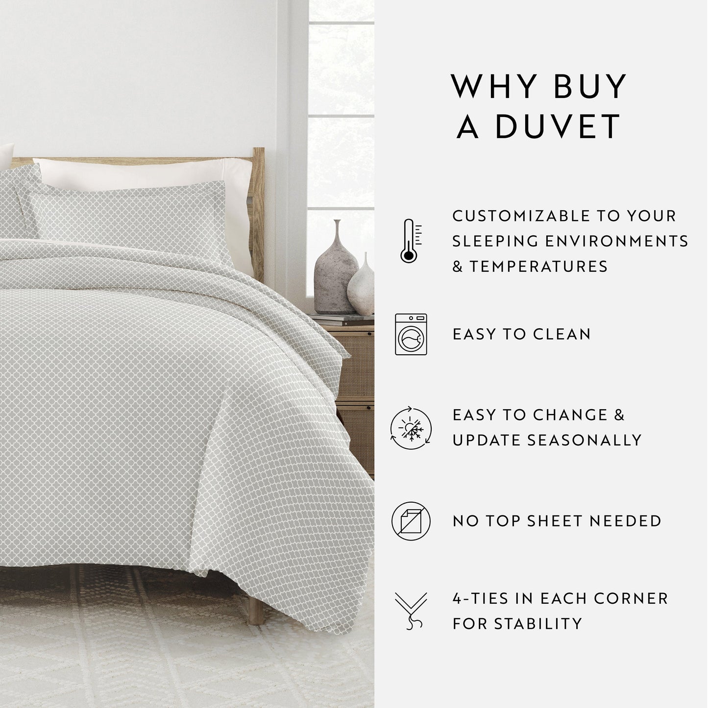 Quatrefoil Patterned Duvet Cover Set