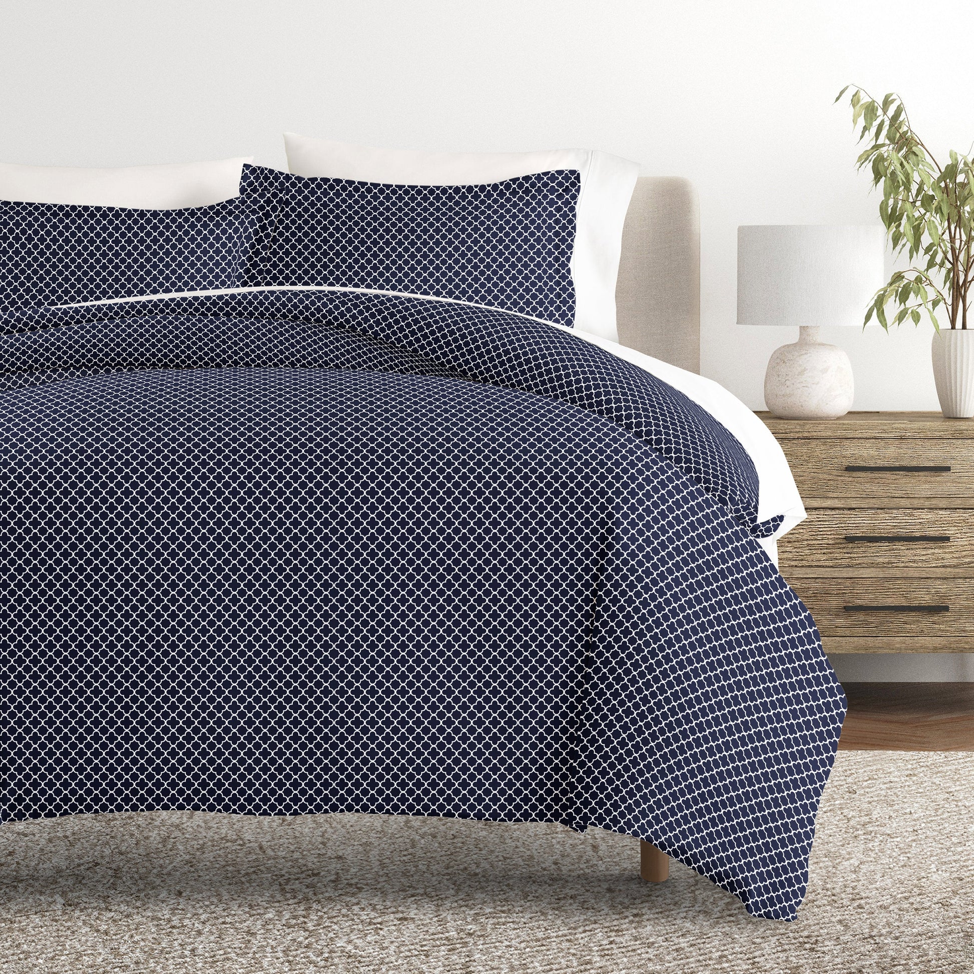 Quatrefoil Patterned Duvet Cover Set