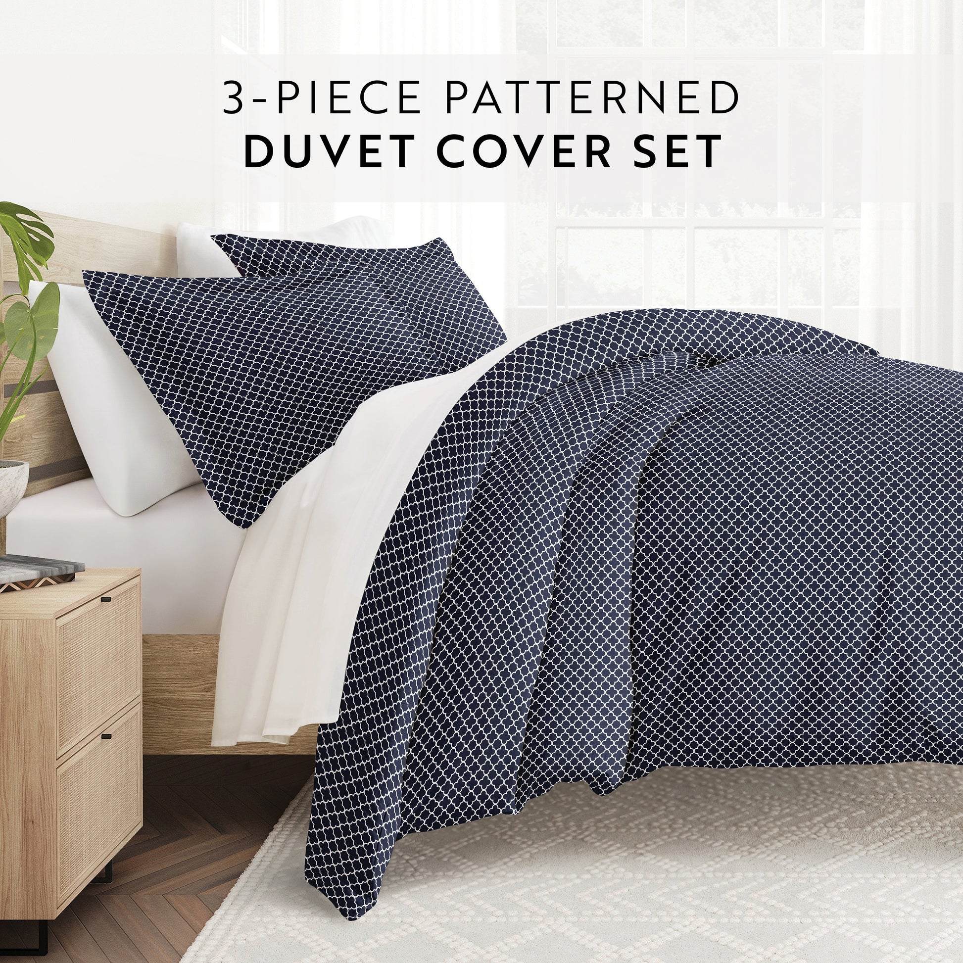 Quatrefoil Patterned Duvet Cover Set