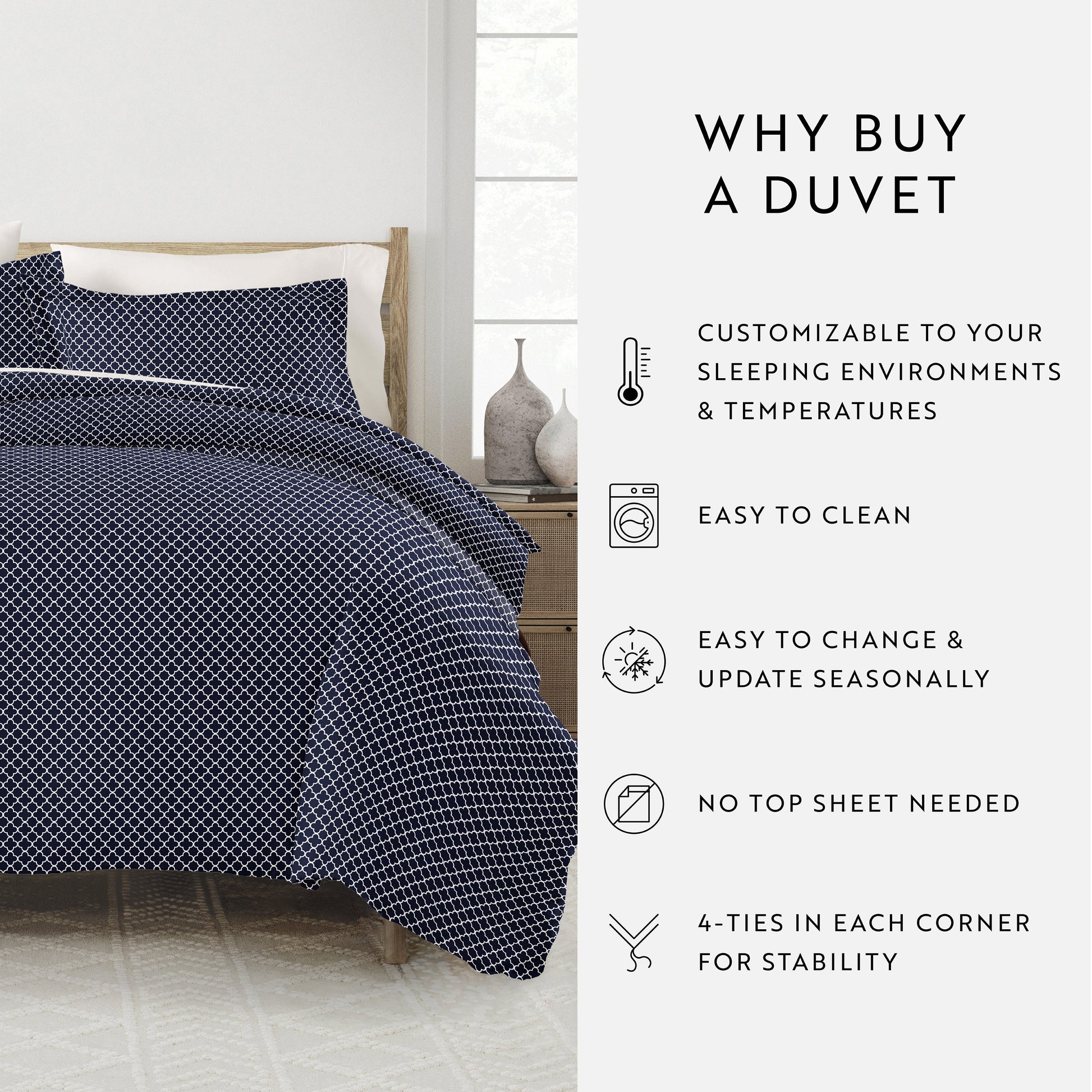 Quatrefoil Patterned Duvet Cover Set