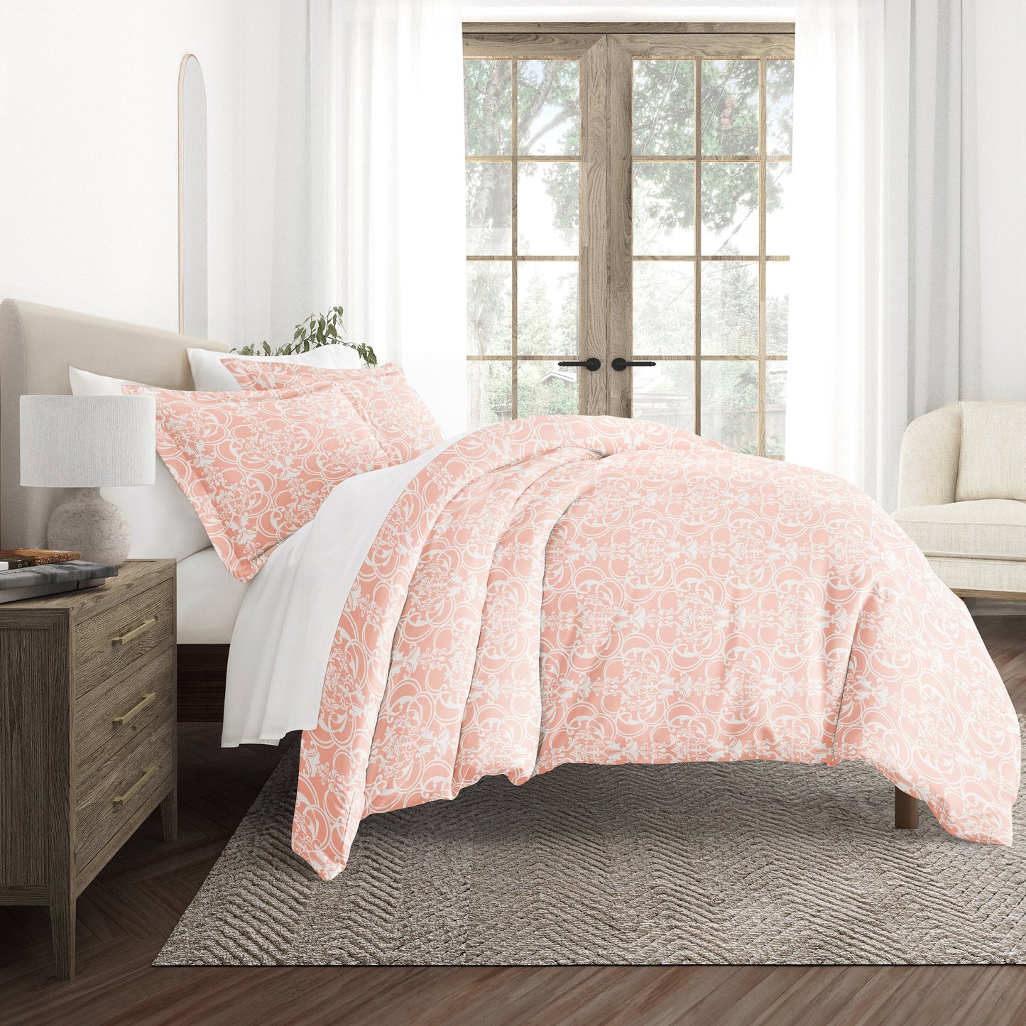 Romantic Damask Patterned Duvet Cover Set