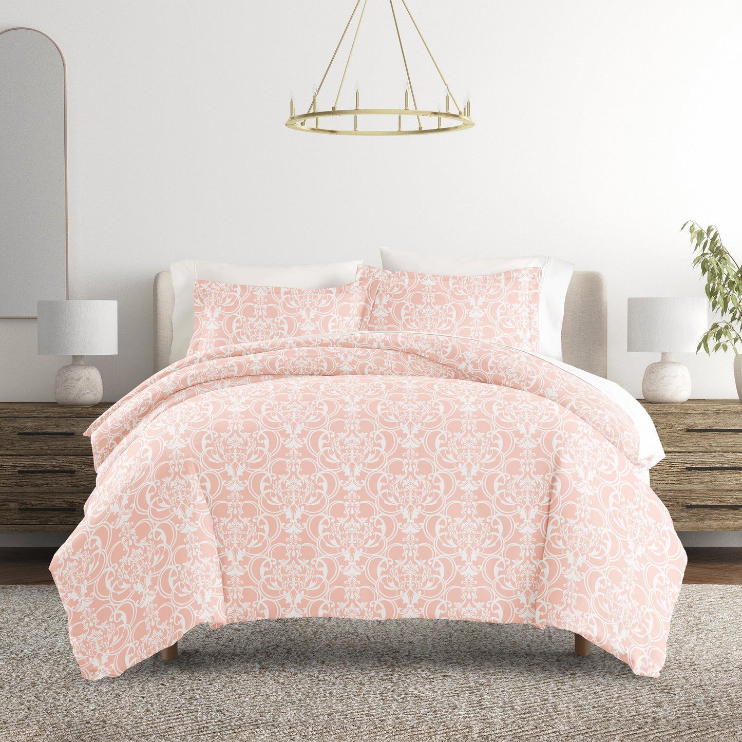 Romantic Damask Patterned Duvet Cover Set