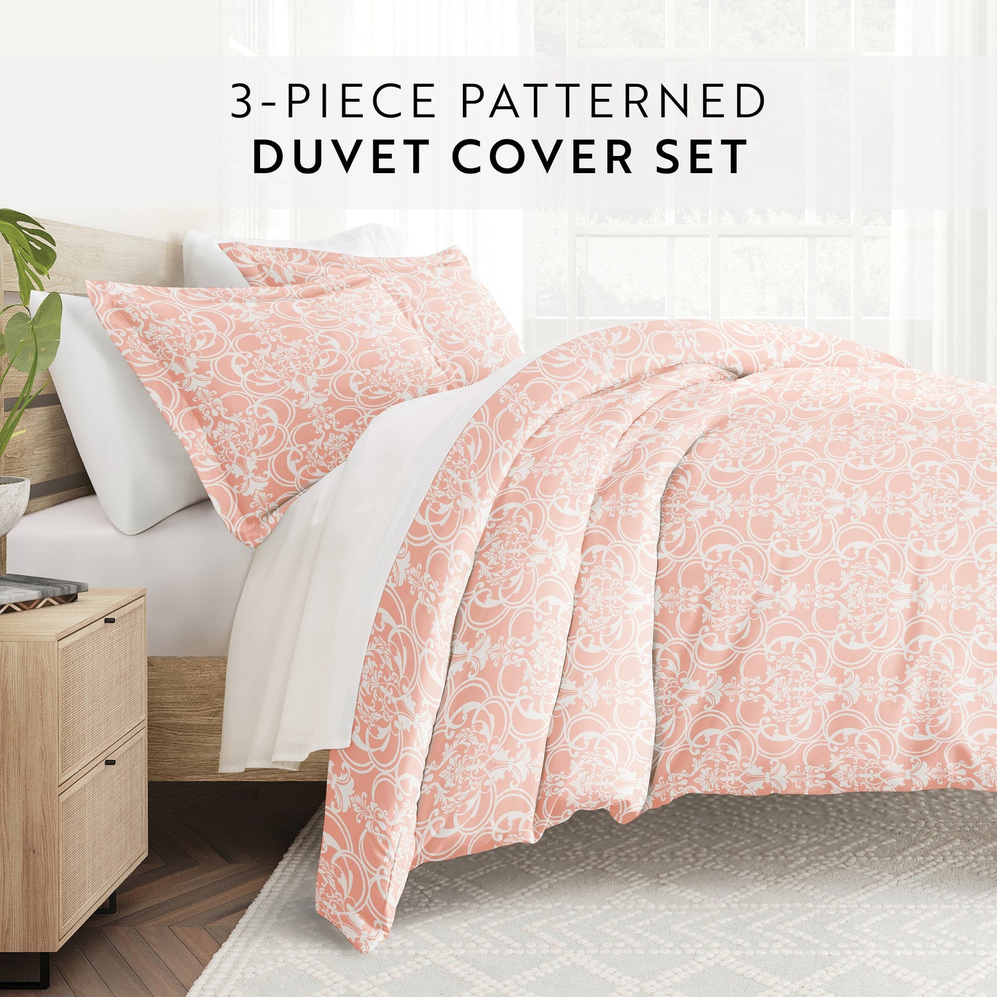 Romantic Damask Patterned Duvet Cover Set