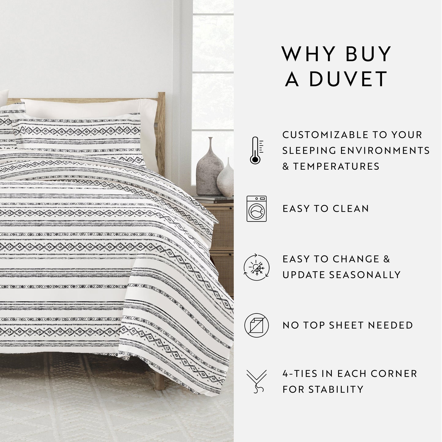 Geo Threads Patterned Duvet Cover Set