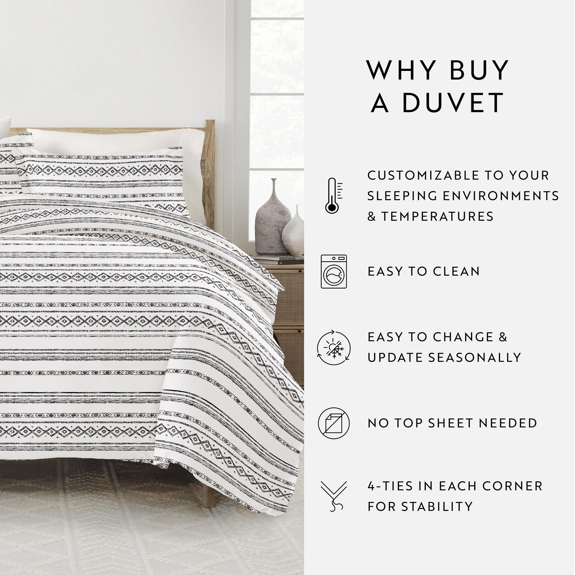 Geo Threads Patterned Duvet Cover Set