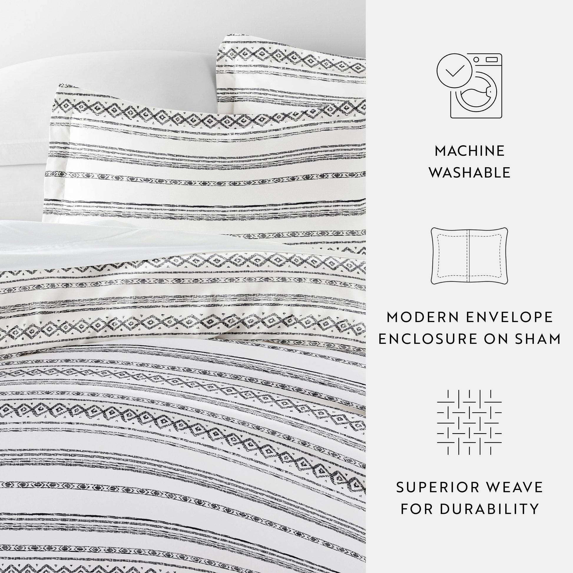 Geo Threads Patterned Duvet Cover Set