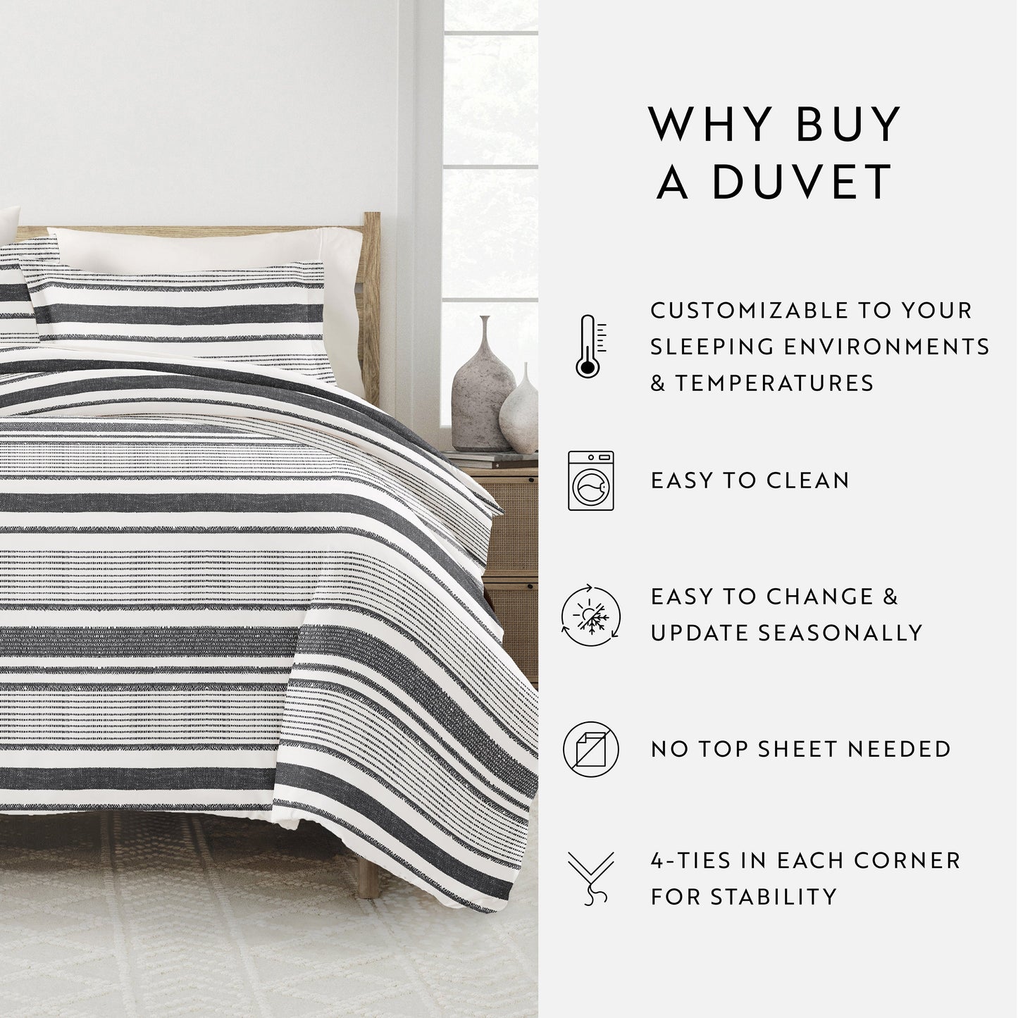 Vintage Stripes Patterned Duvet Cover Set
