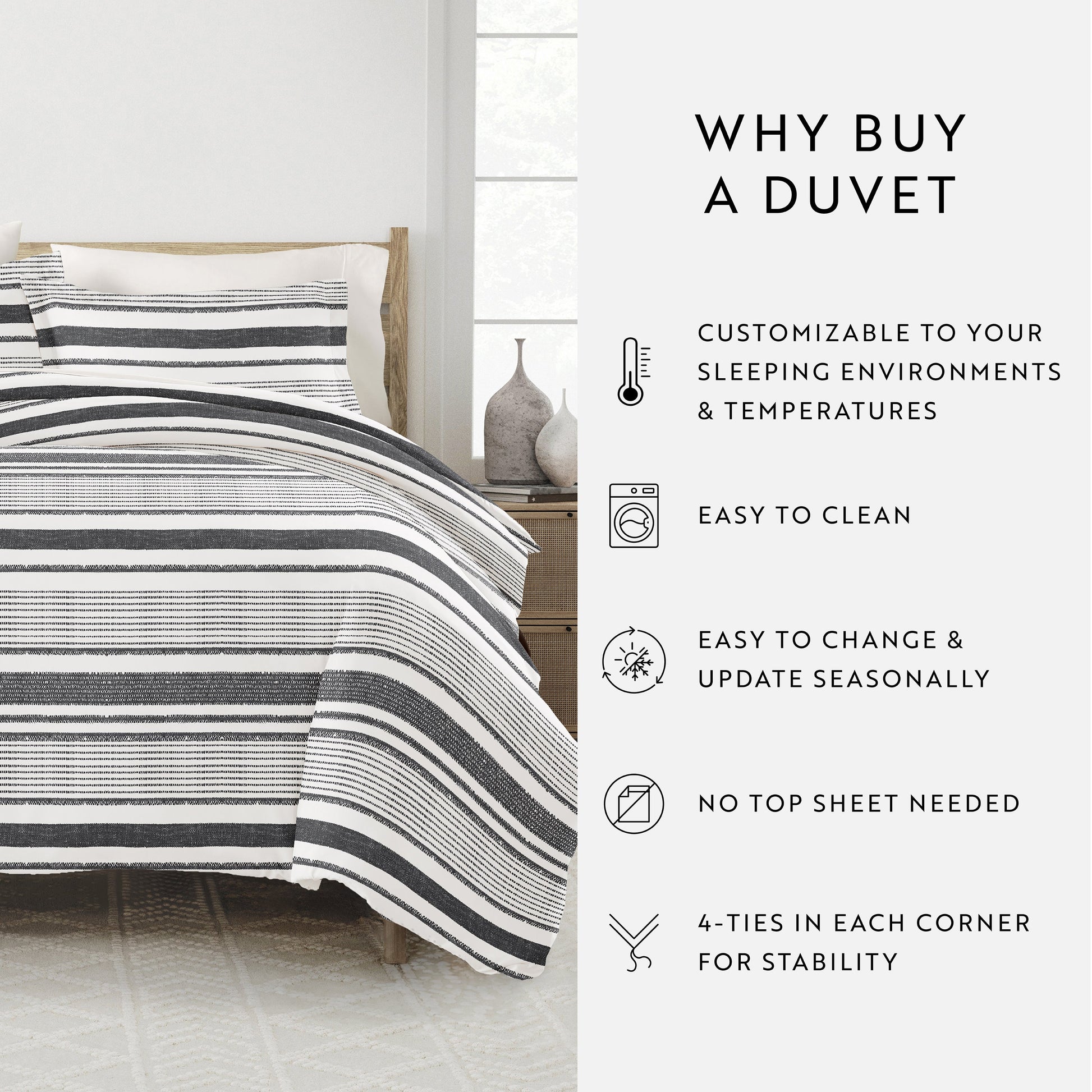 Vintage Stripes Patterned Duvet Cover Set